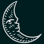 Eine schwarz-weiße Zeichnung einer Mondsichel