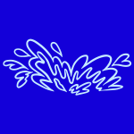 A blue background with a white outline of a plant