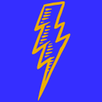 A yellow lightning bolt on a blue background