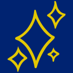 A blue and yellow square with a diamond on it