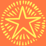 Una estrella amarilla sobre fondo naranja