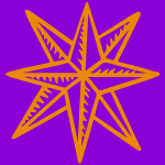 A yellow star on a purple background