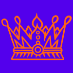 紫色の背景にオレンジの王冠