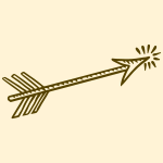 Um desenho de uma seta em fundo bege