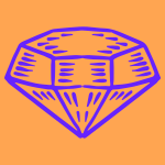 オレンジ色の背景にダイヤモンドの絵