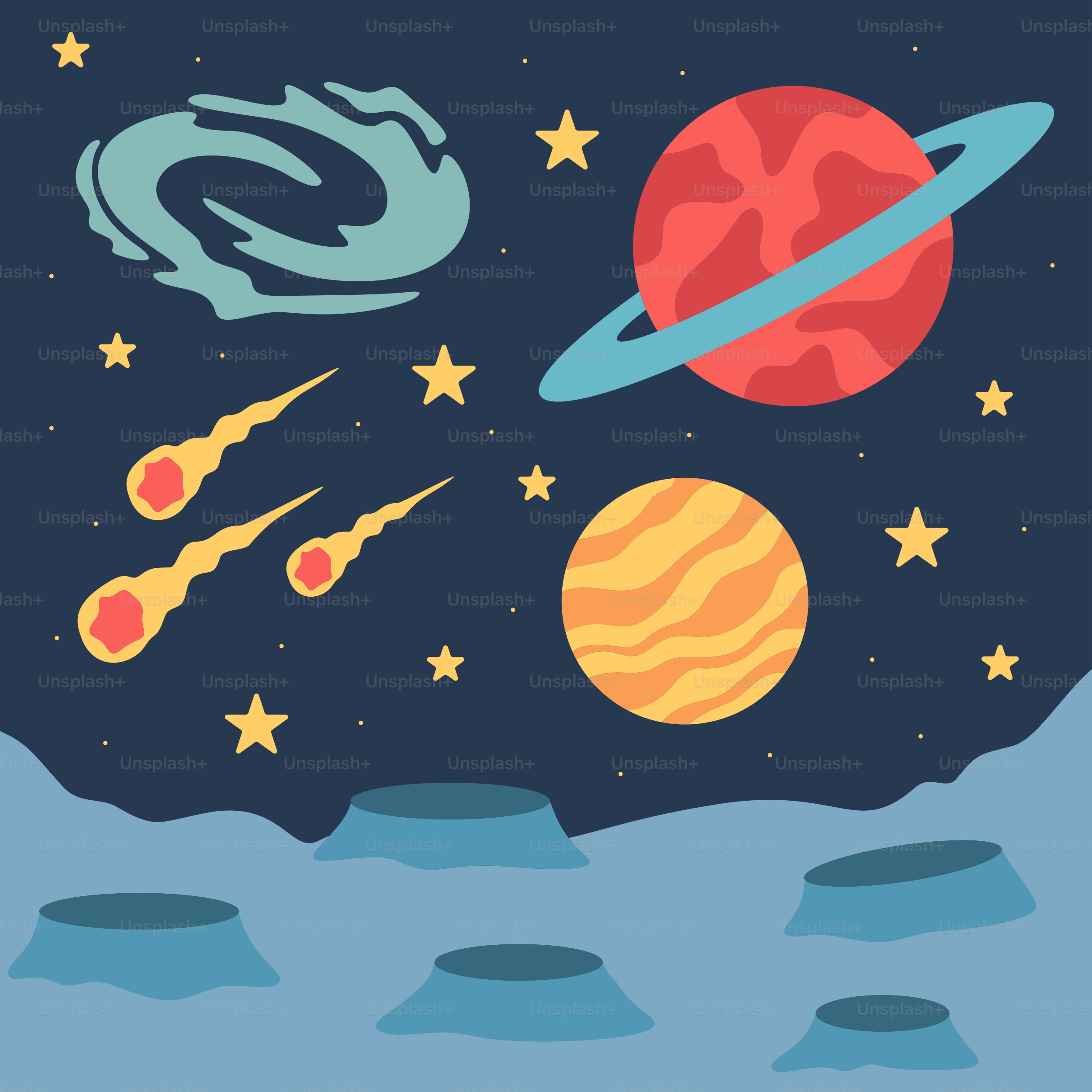 행성과 별이 있는 우주 장면