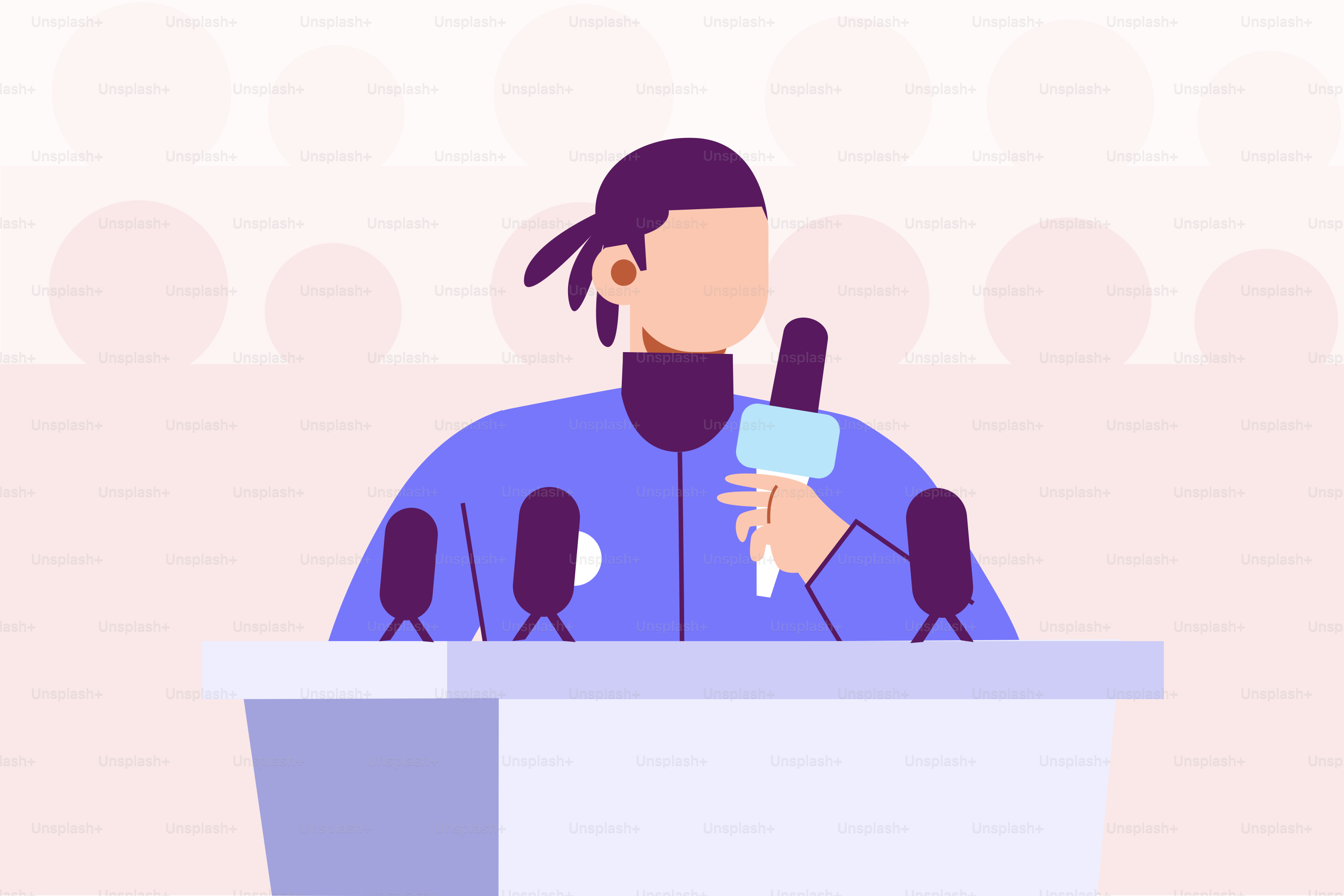 Una persona de pie en un atril con micrófonos delante