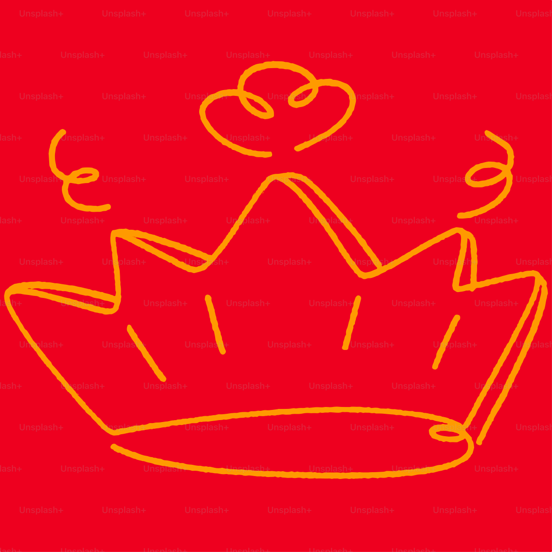 A drawing of a crown on a red background