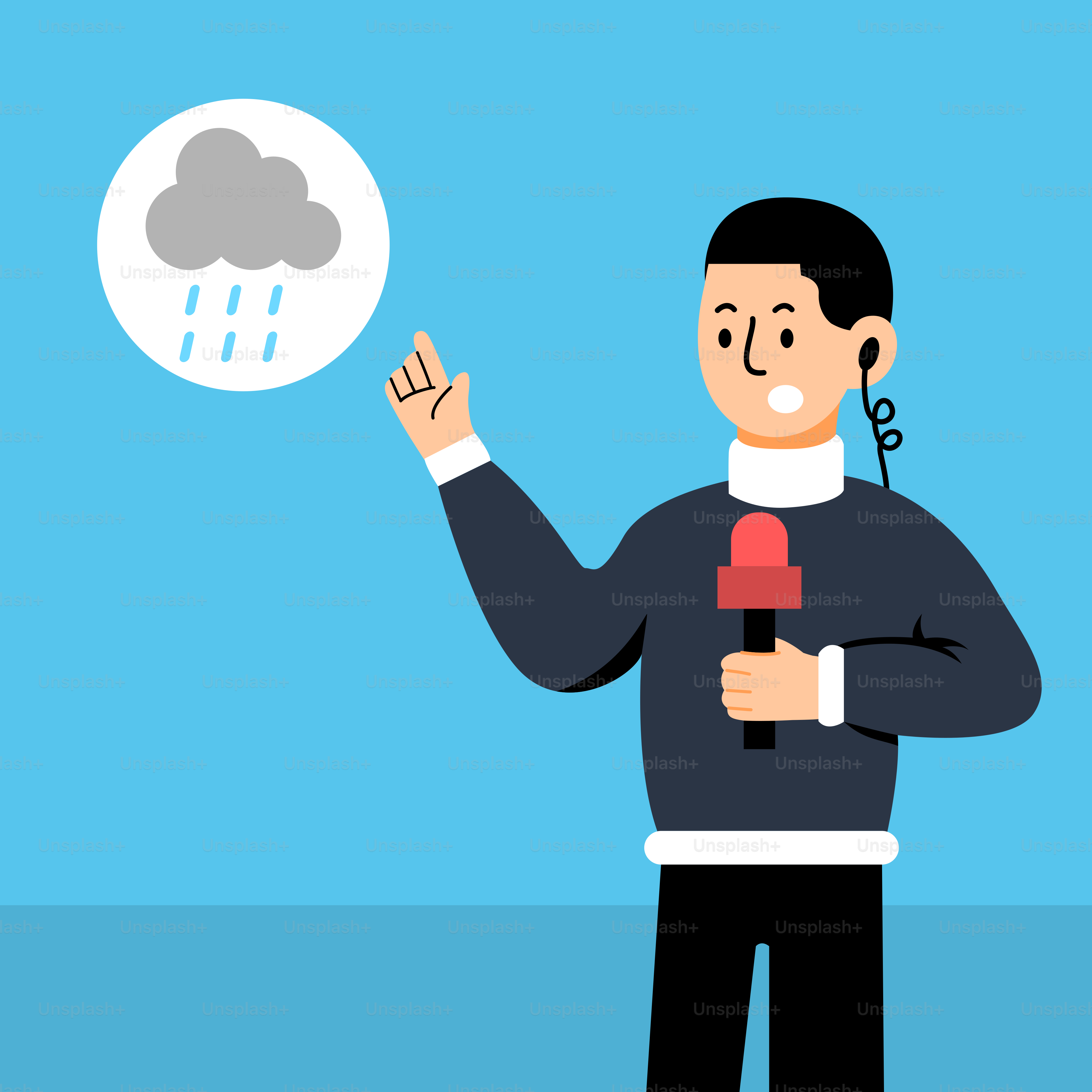 Ein Mann hält ein Mikrofon vor eine Wolke