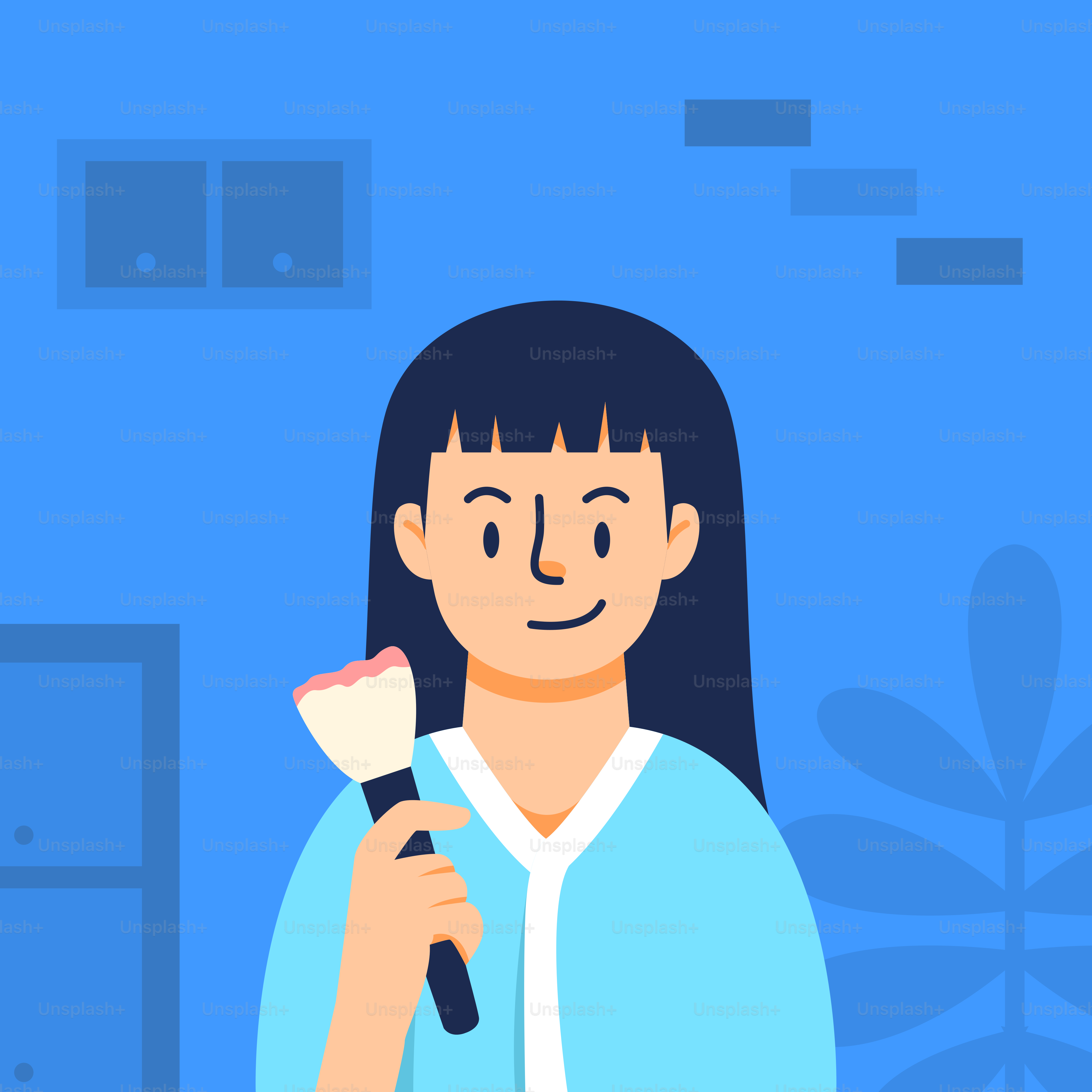 A woman holding a brush in her hand