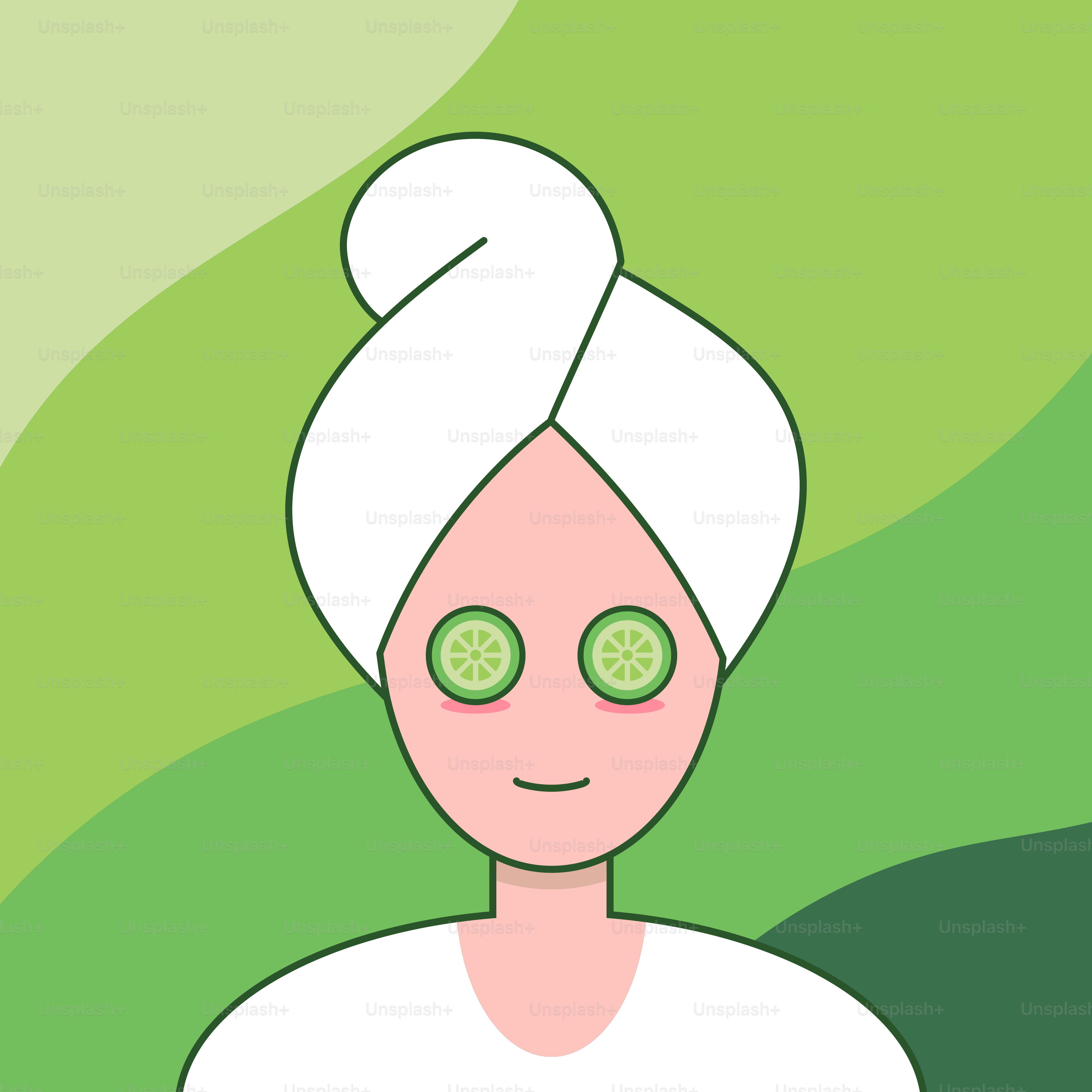 A woman with a towel on her head with cucumbers on her eyes
