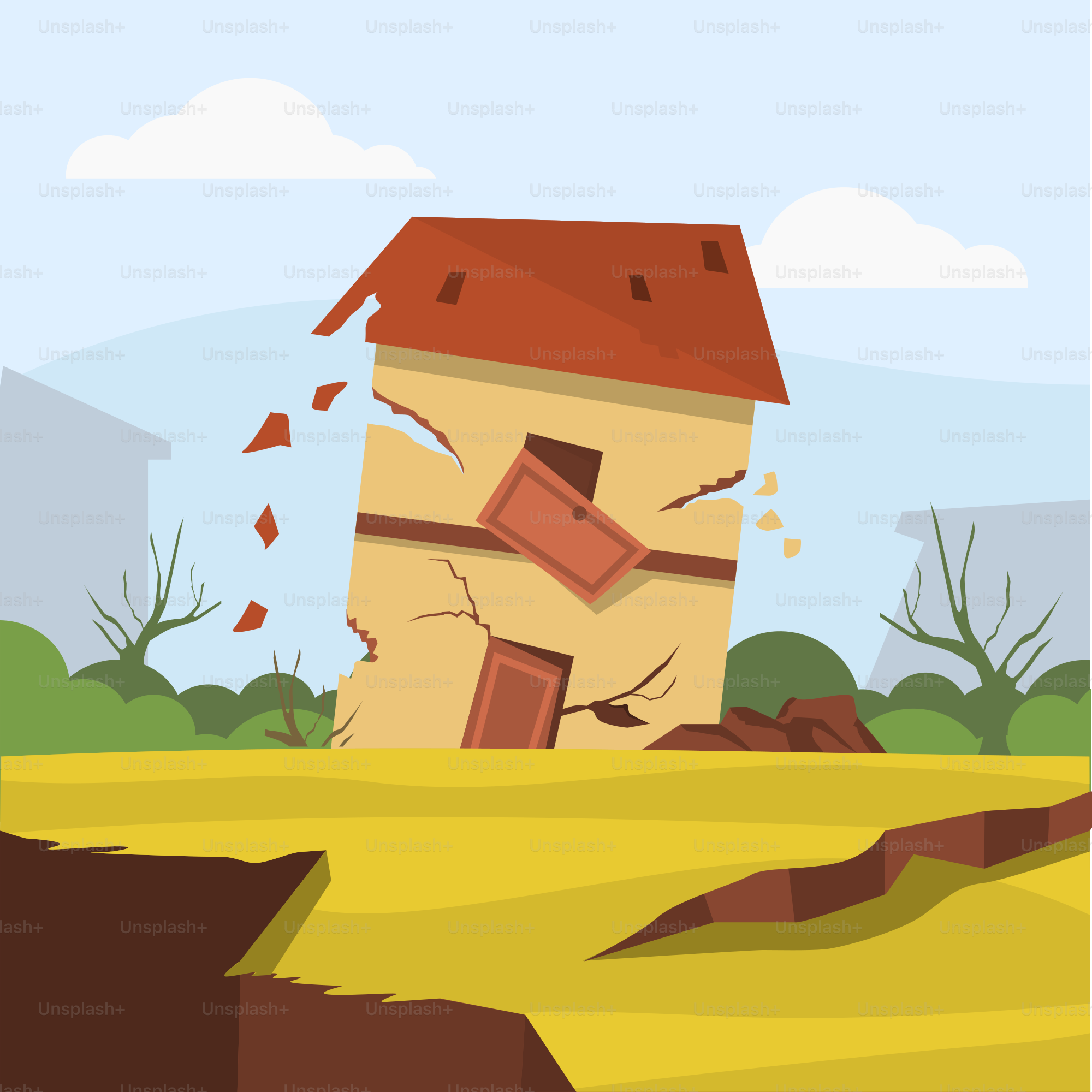 들판 한가운데 있는 집의 만화