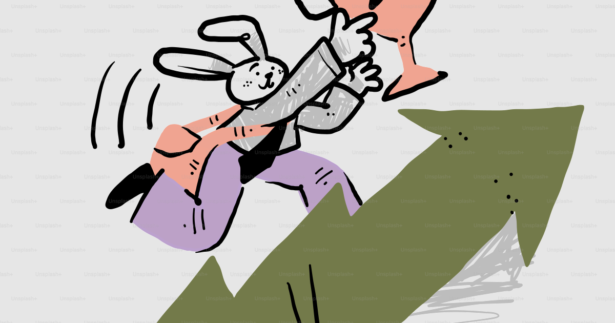 A cartoon of a rabbit holding a star on top of an arrow vector ...