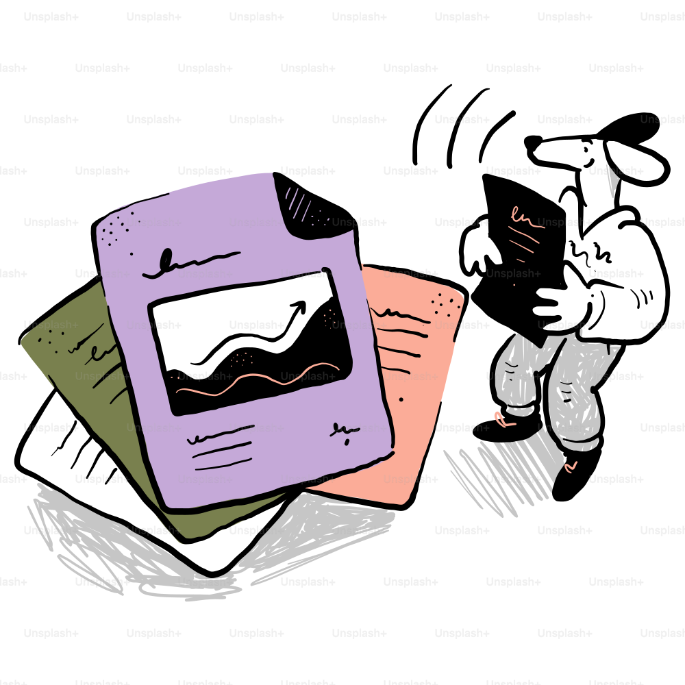 A cartoon of a man holding a book