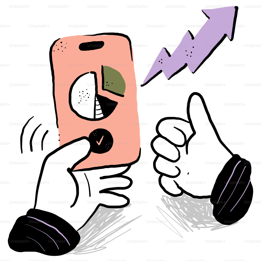 Una mano sujetando un móvil del que sale un rayo