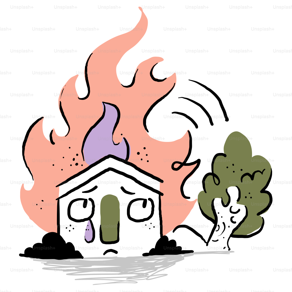 火事に燃えている教会の図