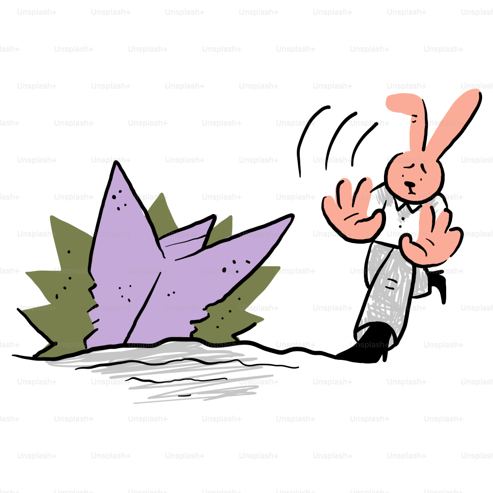 A cartoon of a man trying to catch a purple flower