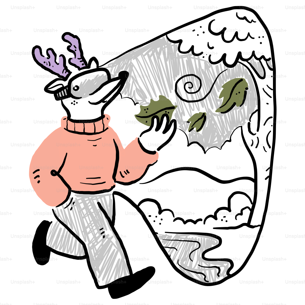 Un disegno di un uomo con corna di cervo sulla testa vettoriale – Immagine  di Illustrazione su Unsplash, image size:3000x3000