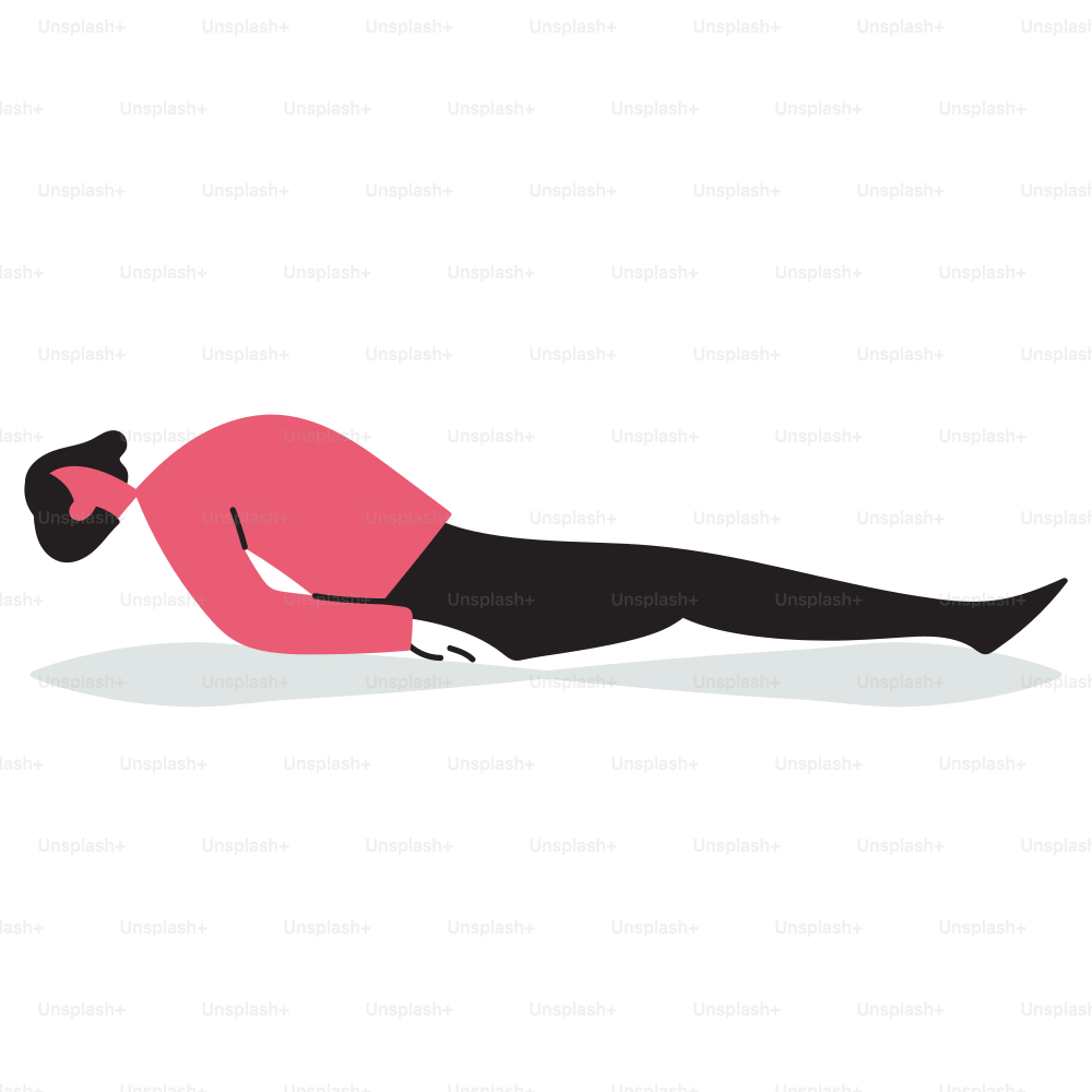 A man is doing a push up on his stomach