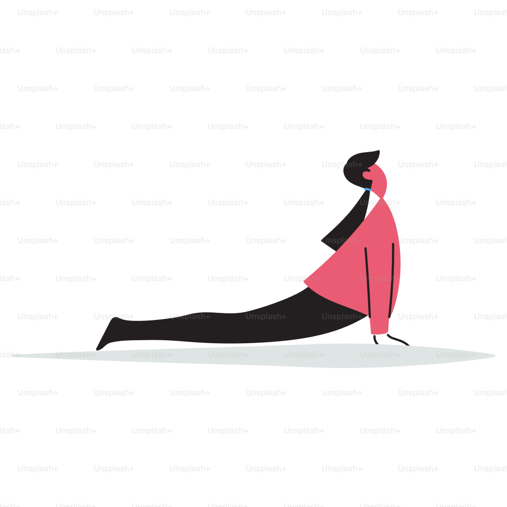 A woman in a pink top is doing a yoga pose