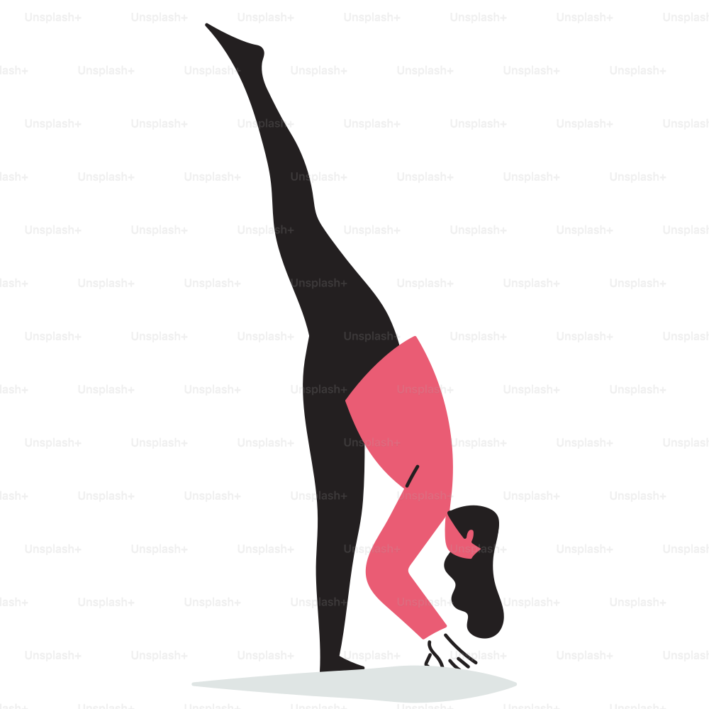A woman doing a handstand with her feet on the ground