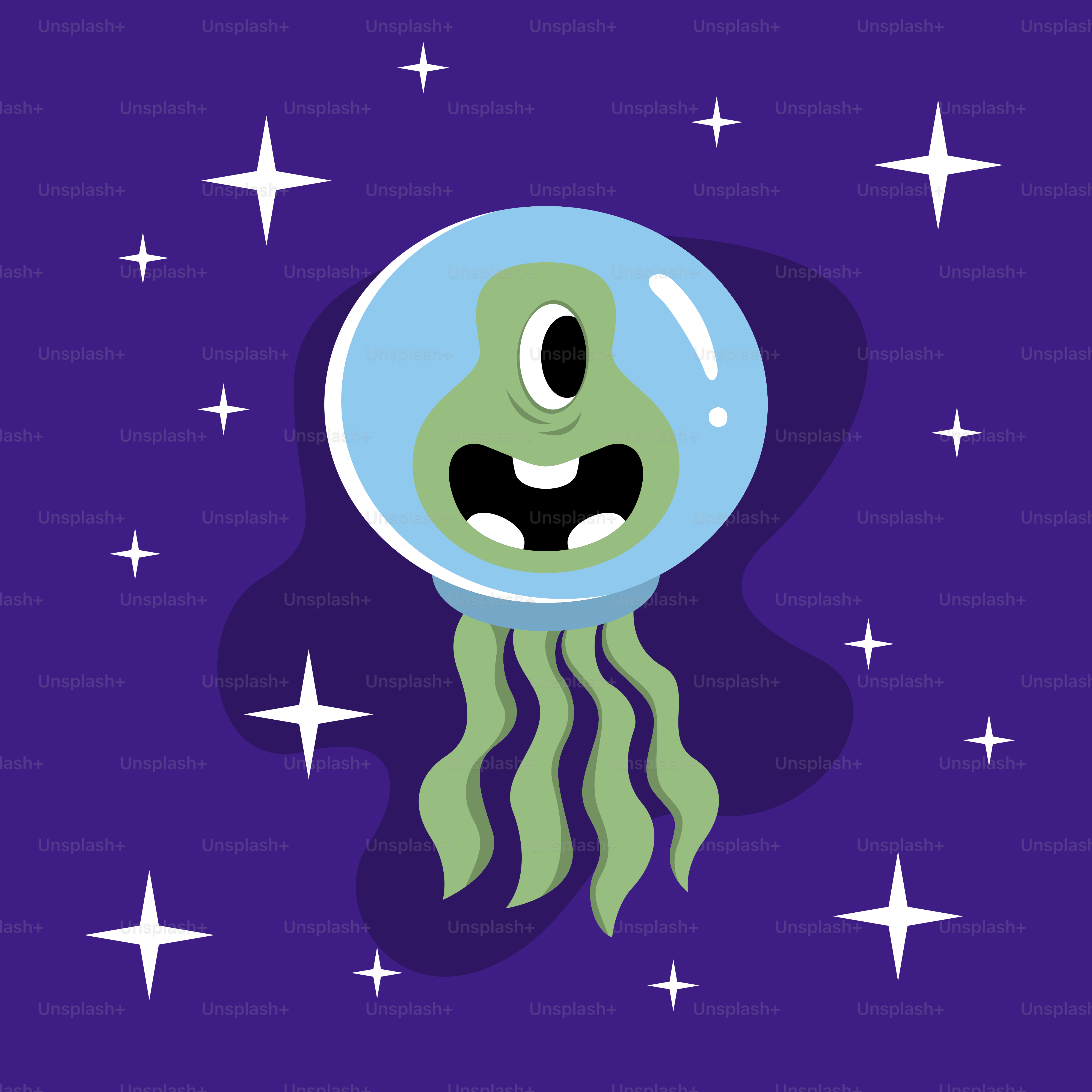 A cartoon jellyfish with a happy face