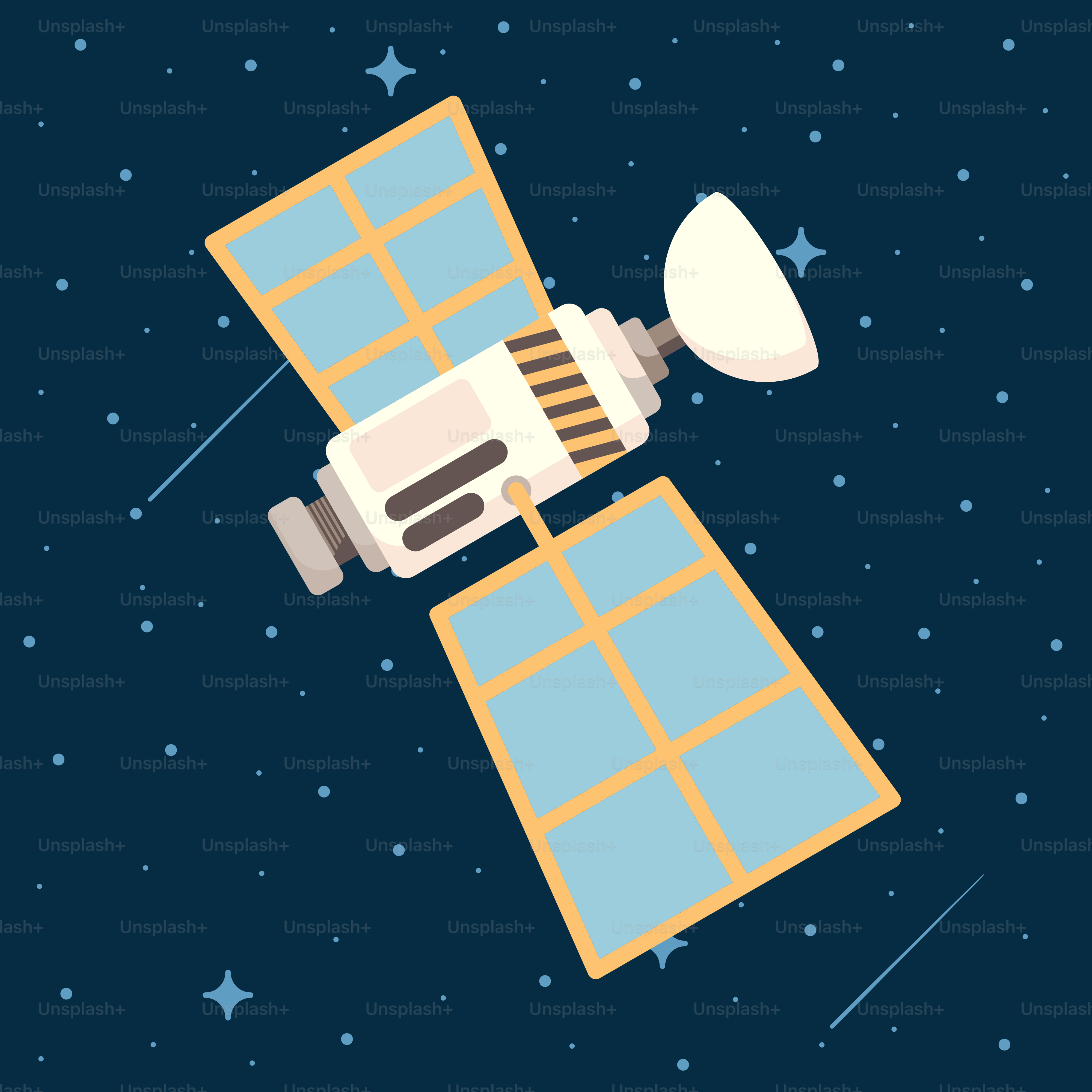 An illustration of a satellite in the space