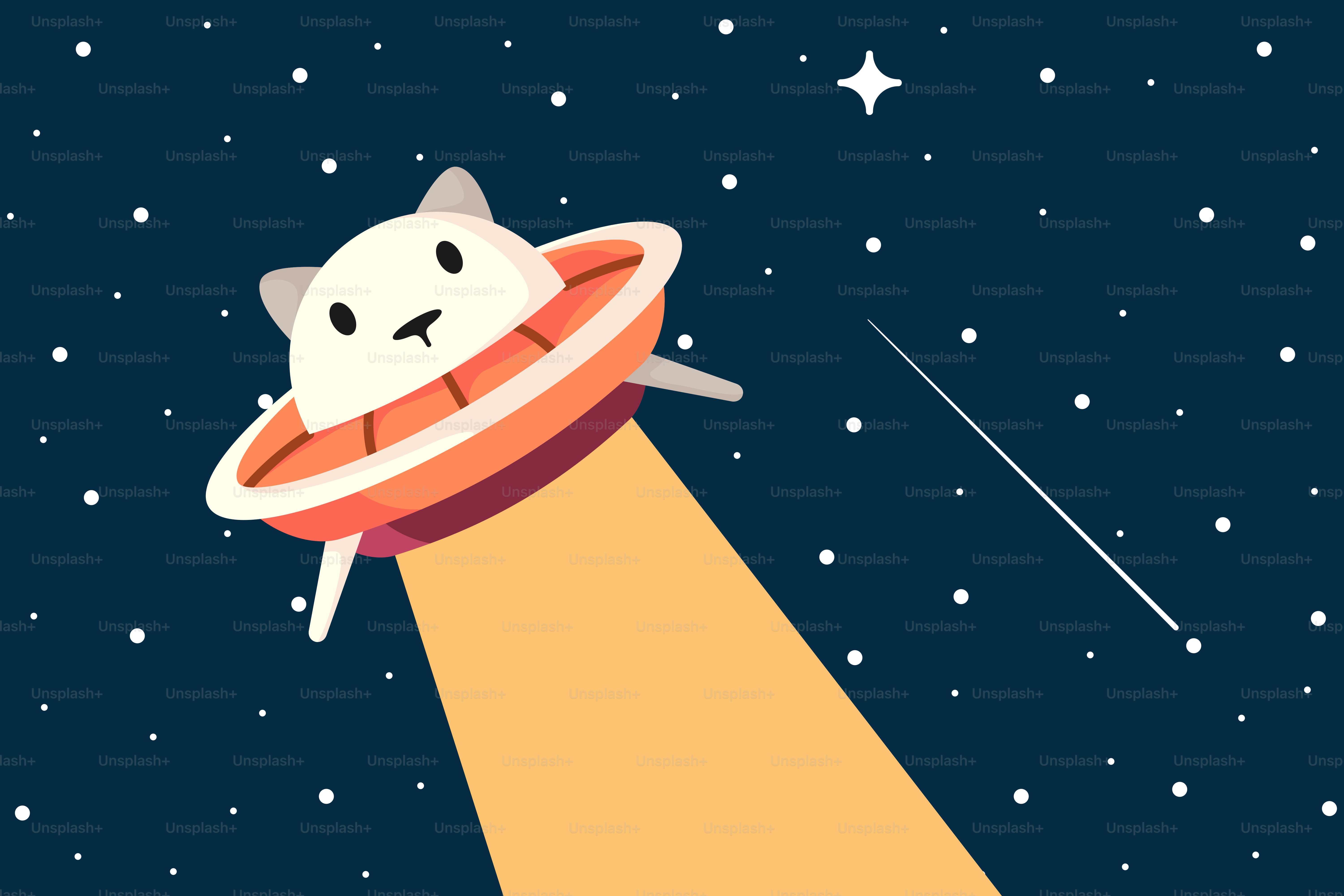 A cat flying through the air on top of an object