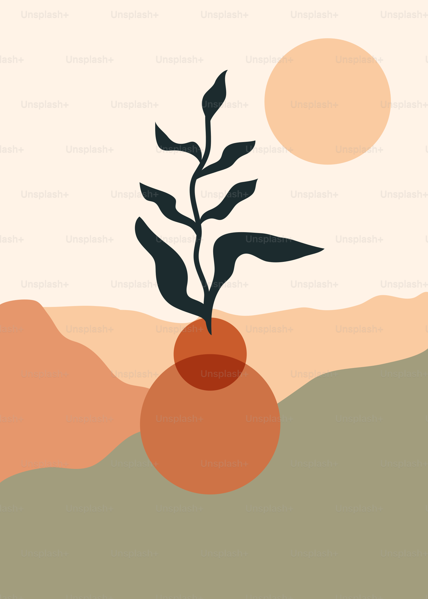 A picture of a vase with a plant in it