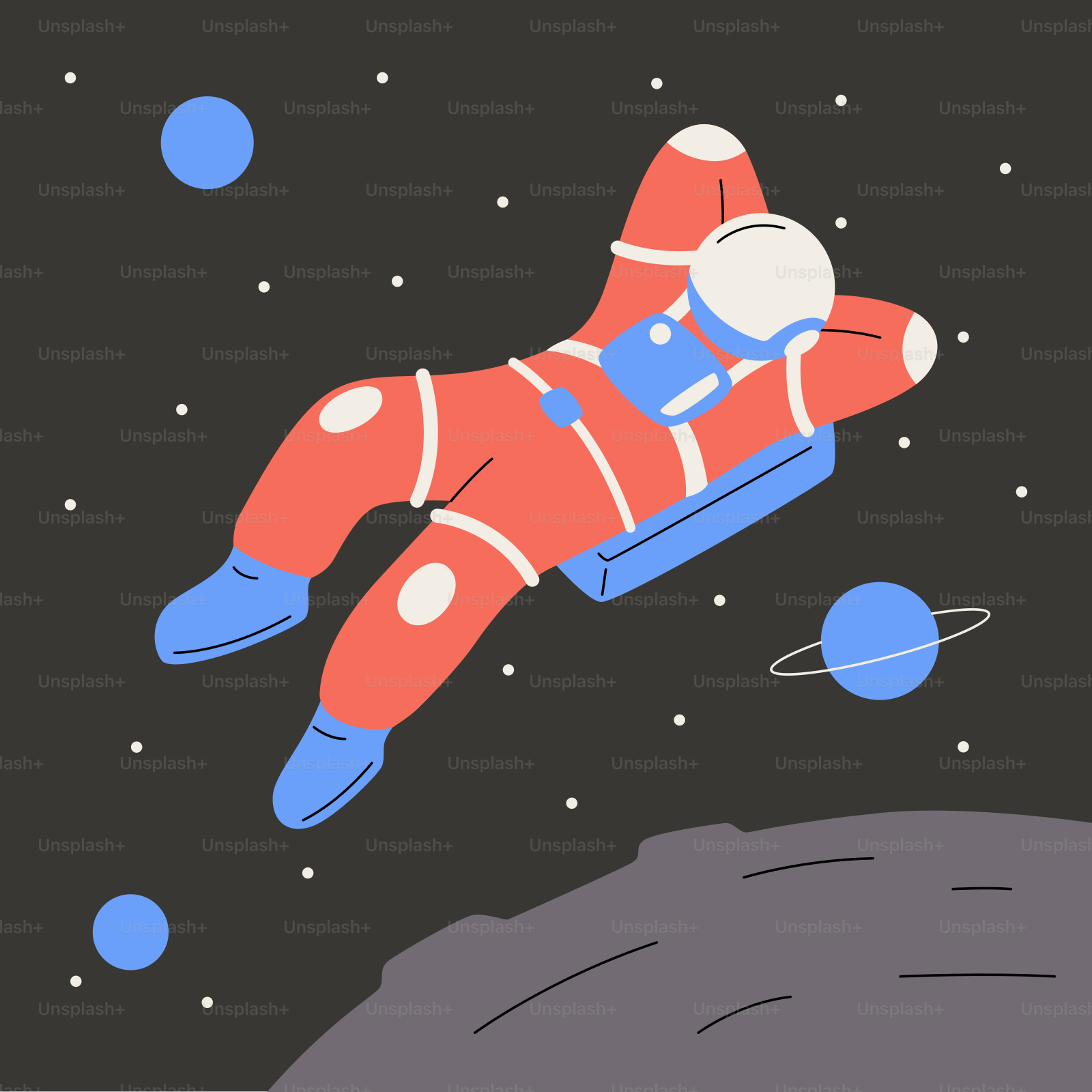 An astronaut floating in the air over a planet