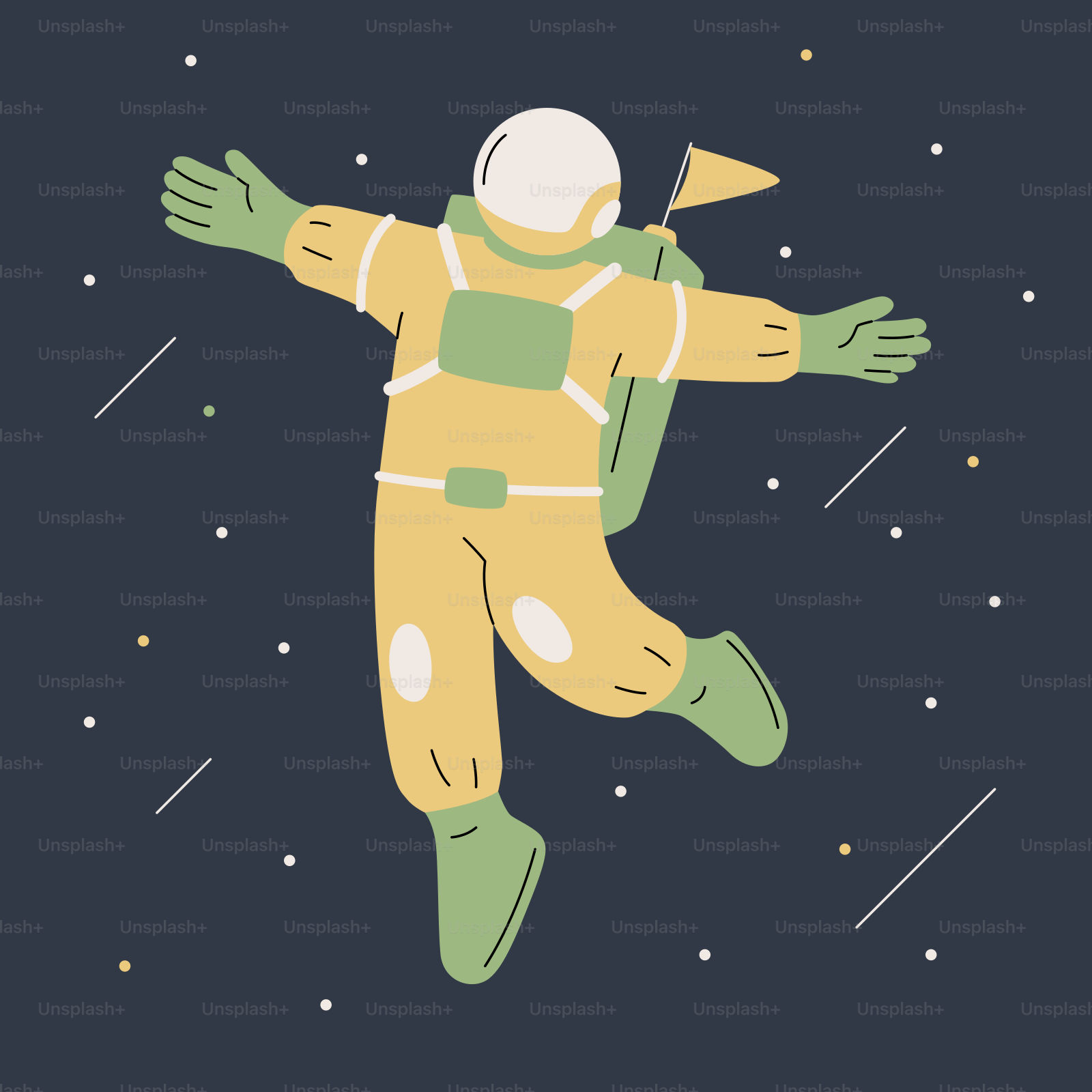 A man in a space suit floating in the air