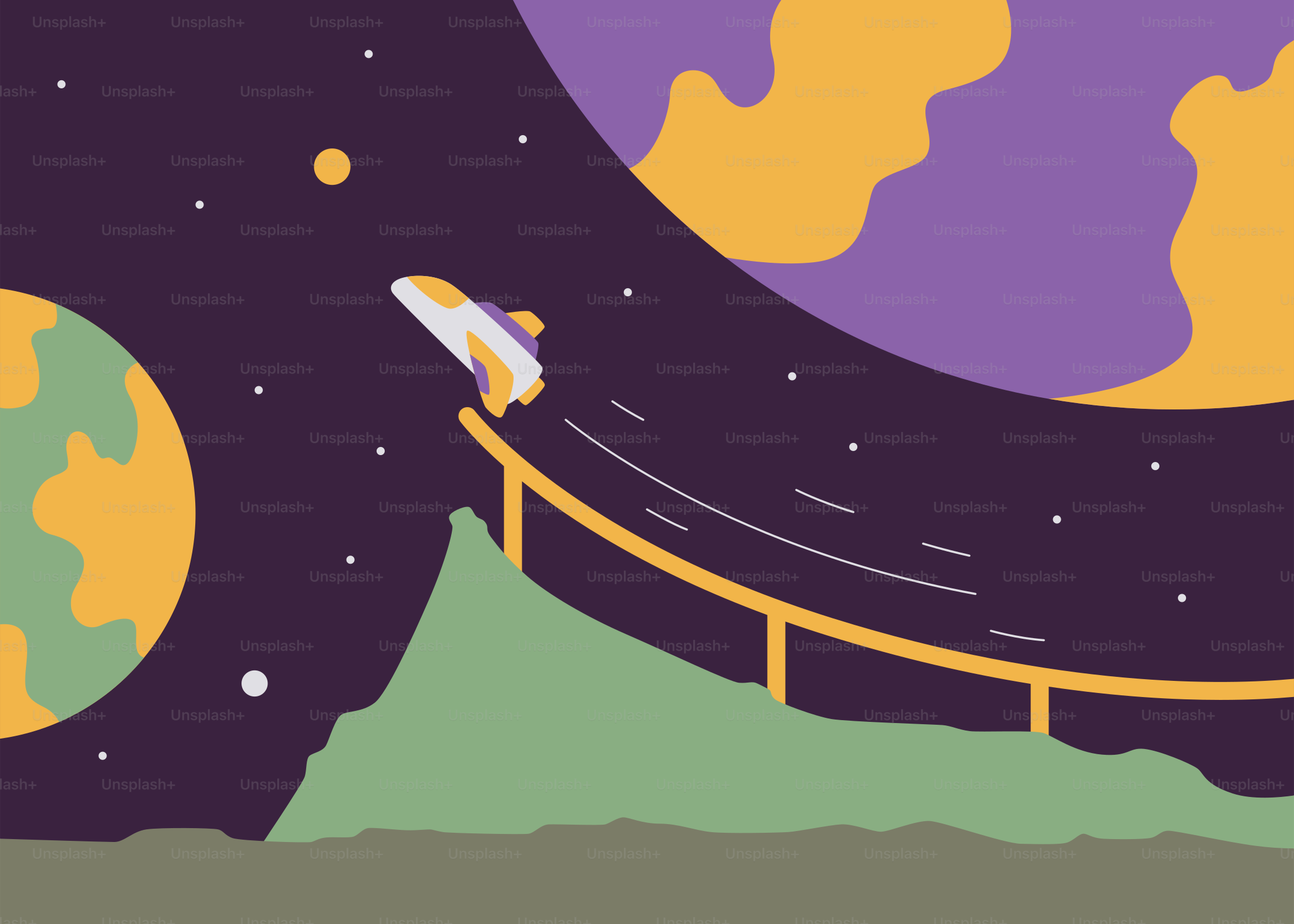 A cartoon of a space shuttle taking off from the moon