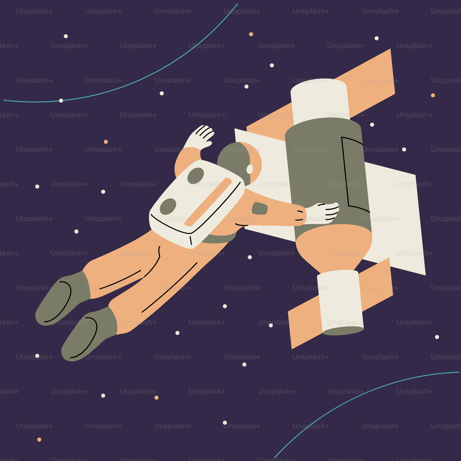 An illustration of an astronaut floating in space