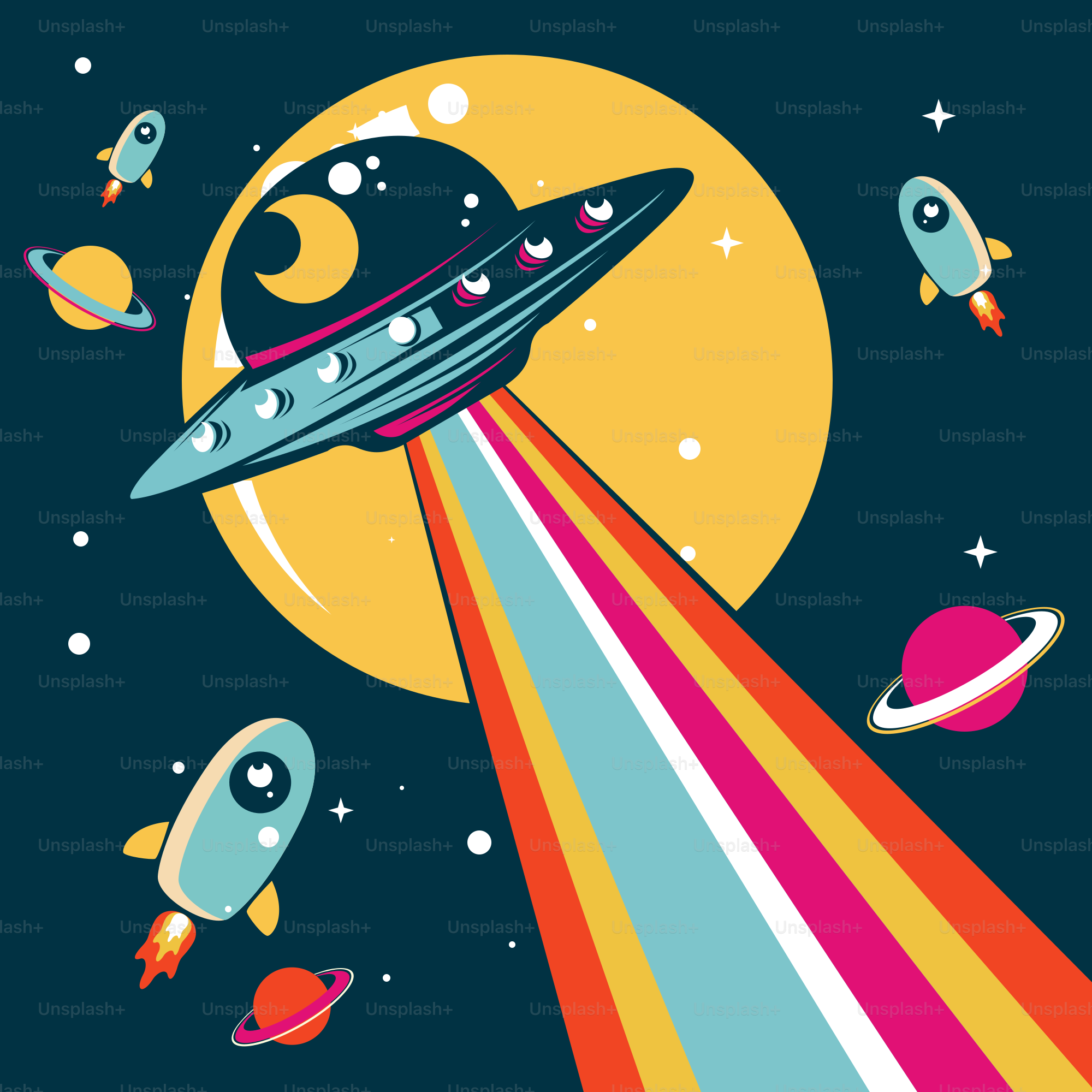 An image of a spaceship flying through the sky