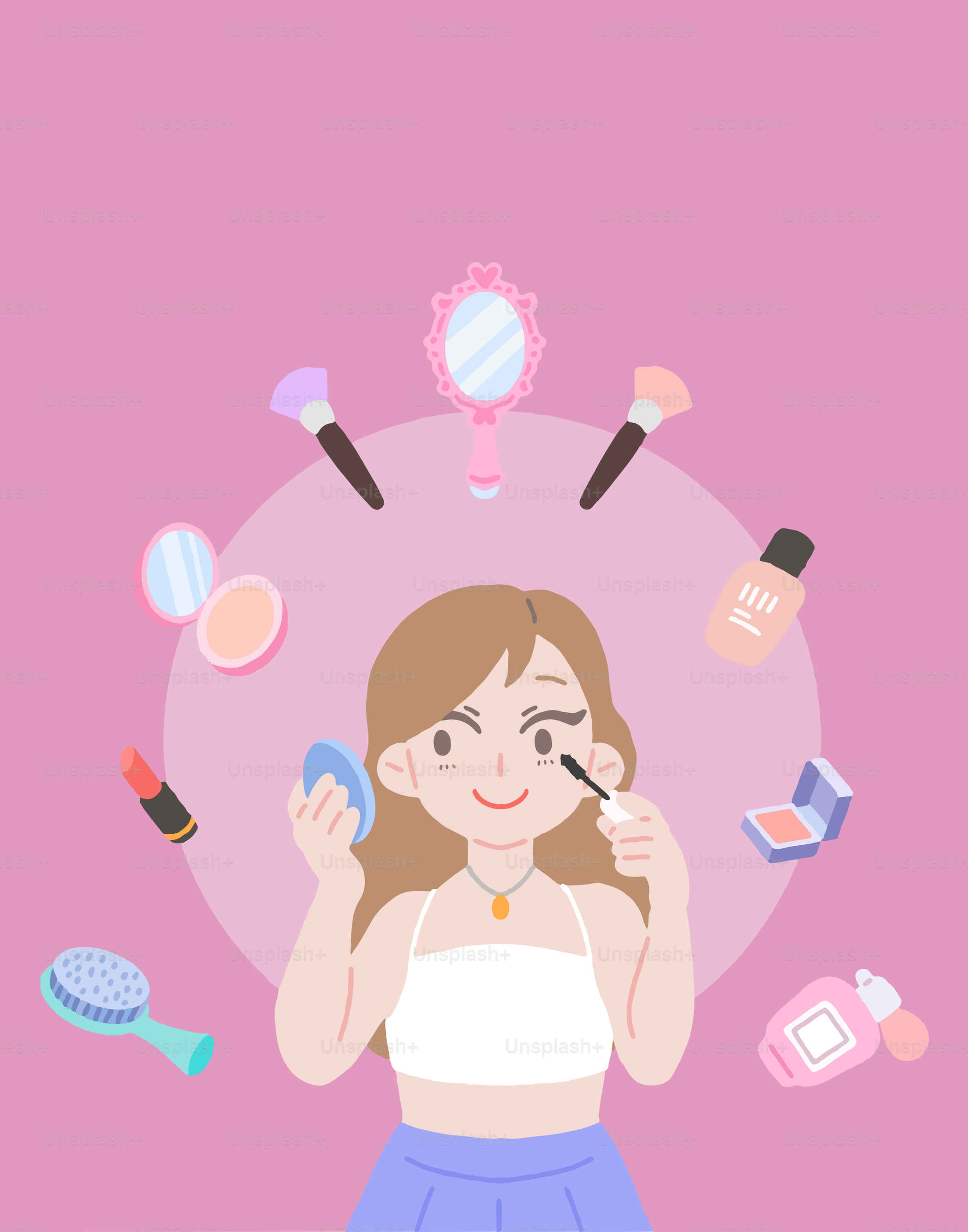 A woman holding a brush in front of her face