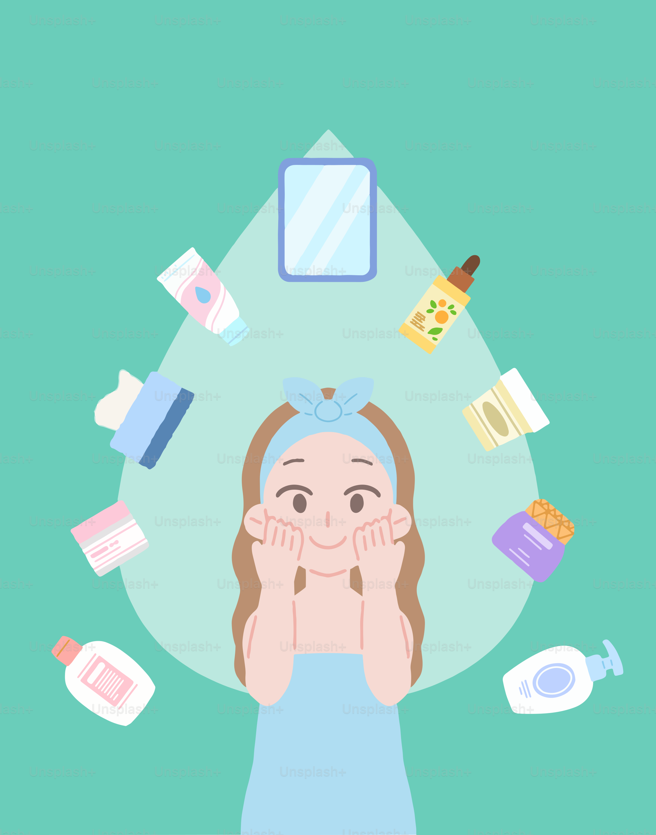 Una mujer sentada frente a un espejo con las manos en la cara