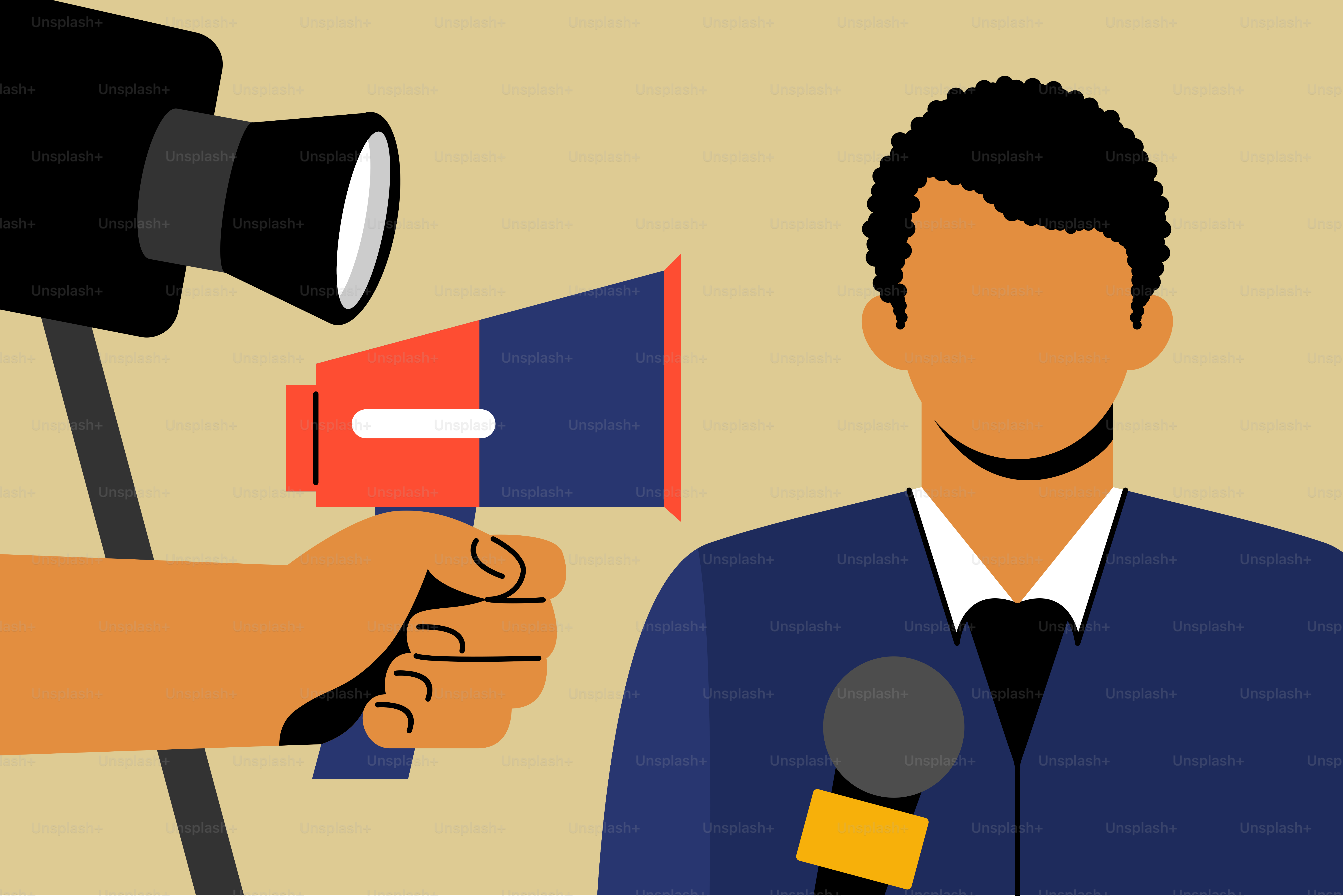 Una mano sosteniendo un megáfono y un micrófono