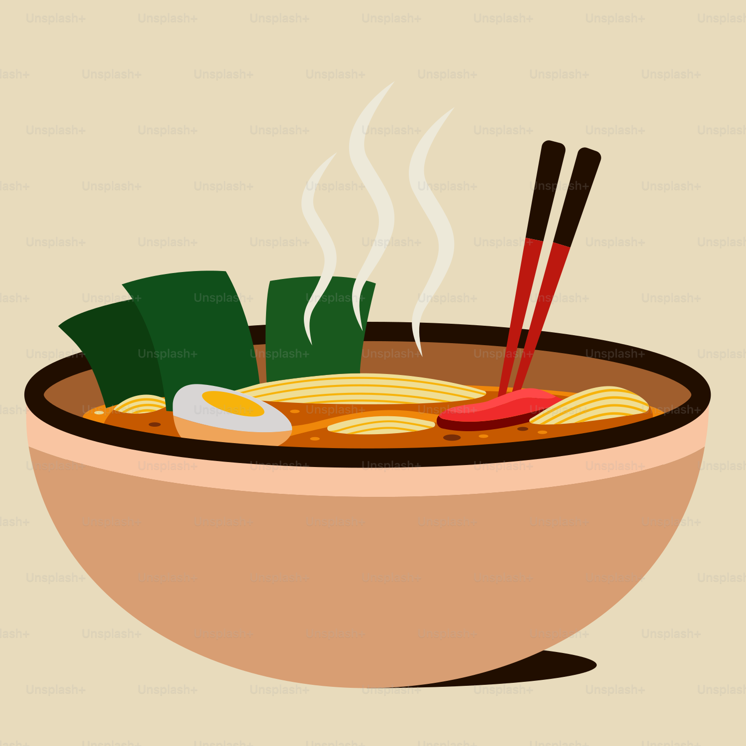 A bowl of soup with chopsticks in it