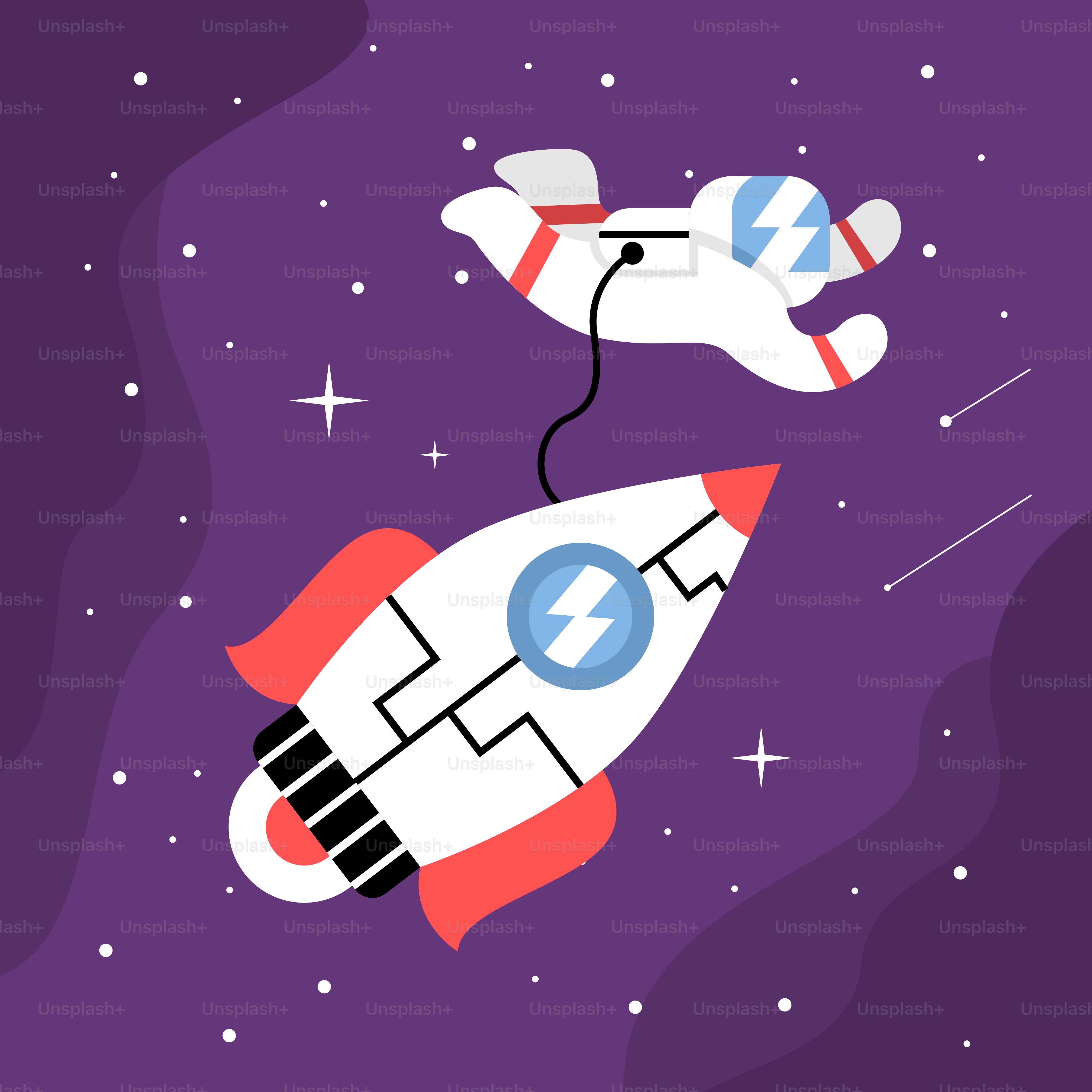 A rocket ship flying through the air next to a space shuttle