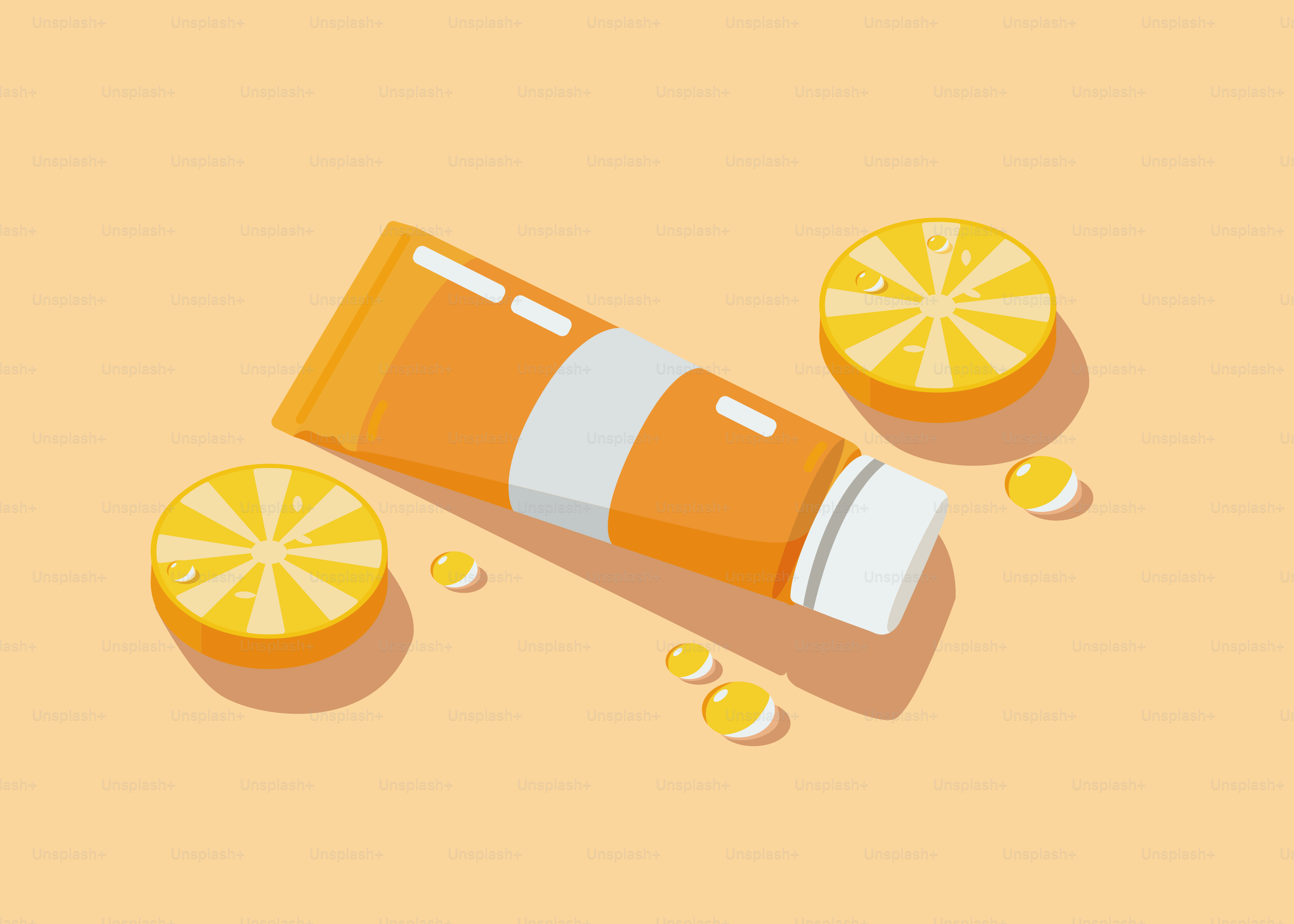 A flat lay of orange slices and a tube of toothpaste