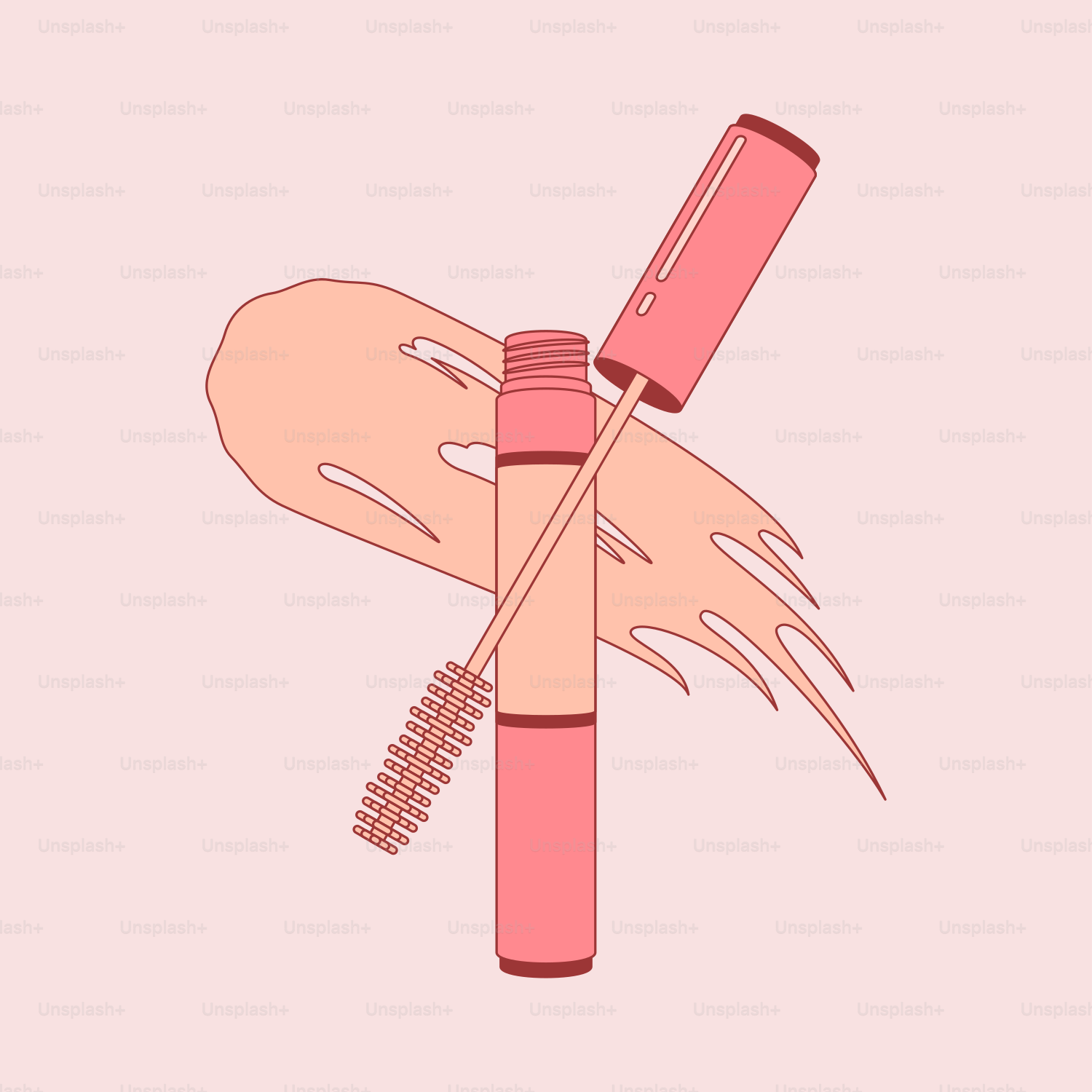 A pink lipstick with a brush sticking out of it