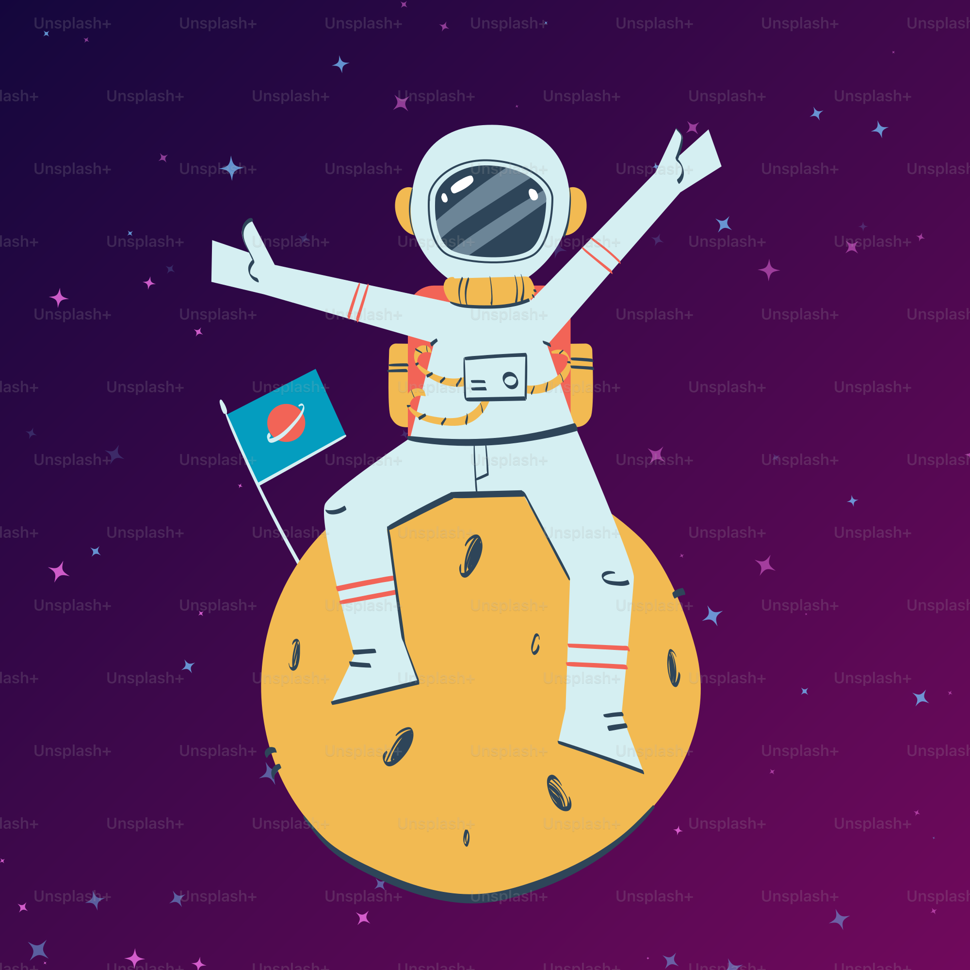 Seorang astronot mengambang di atas bulan