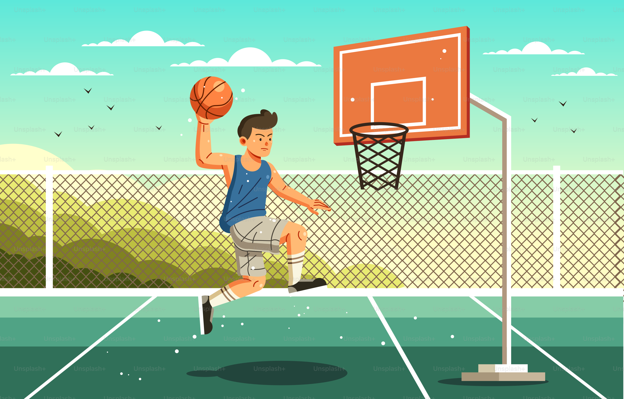한 남자가 코트에서 농구를 하고 있다 벡터 – Unsplash의 농구장 이미지, image size:3000x1920