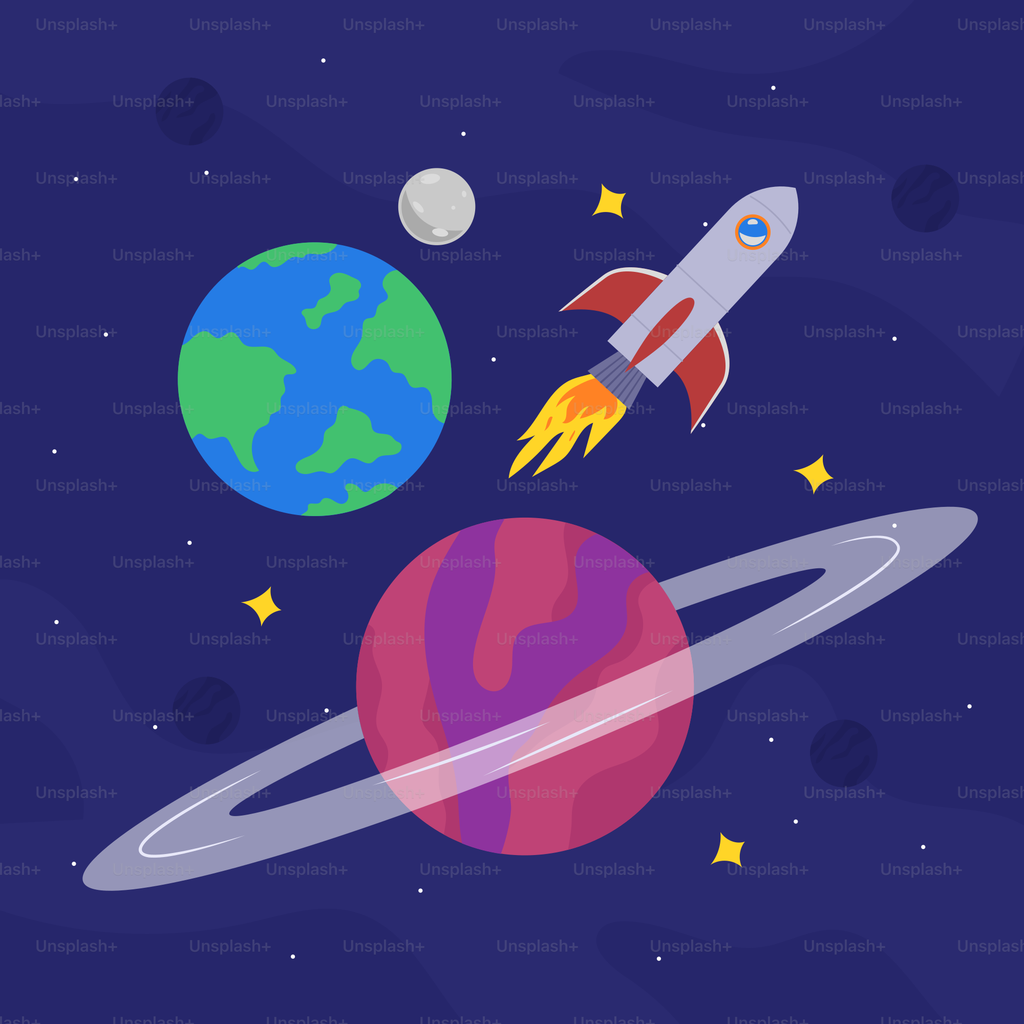 Um desenho animado de um ônibus espacial voando pelo céu