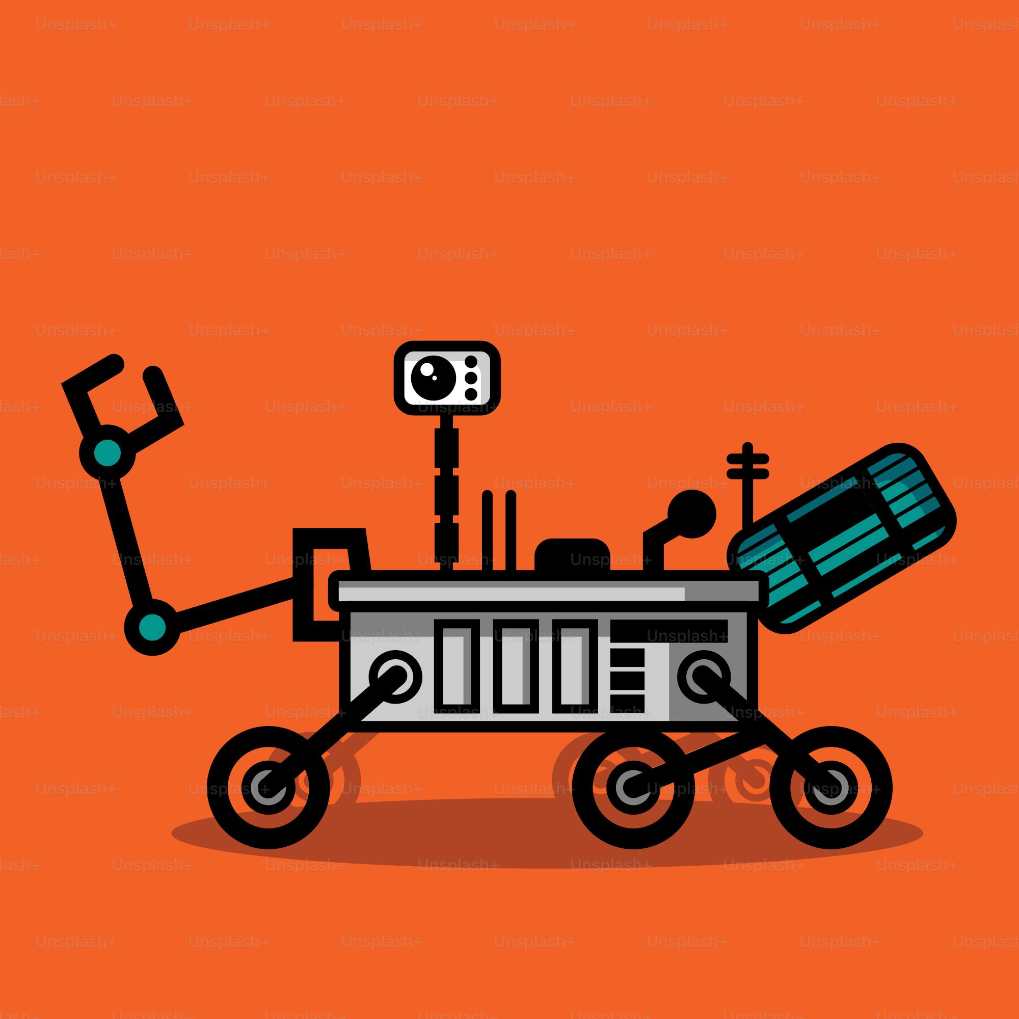 Una piccola auto con una telecamera sopra