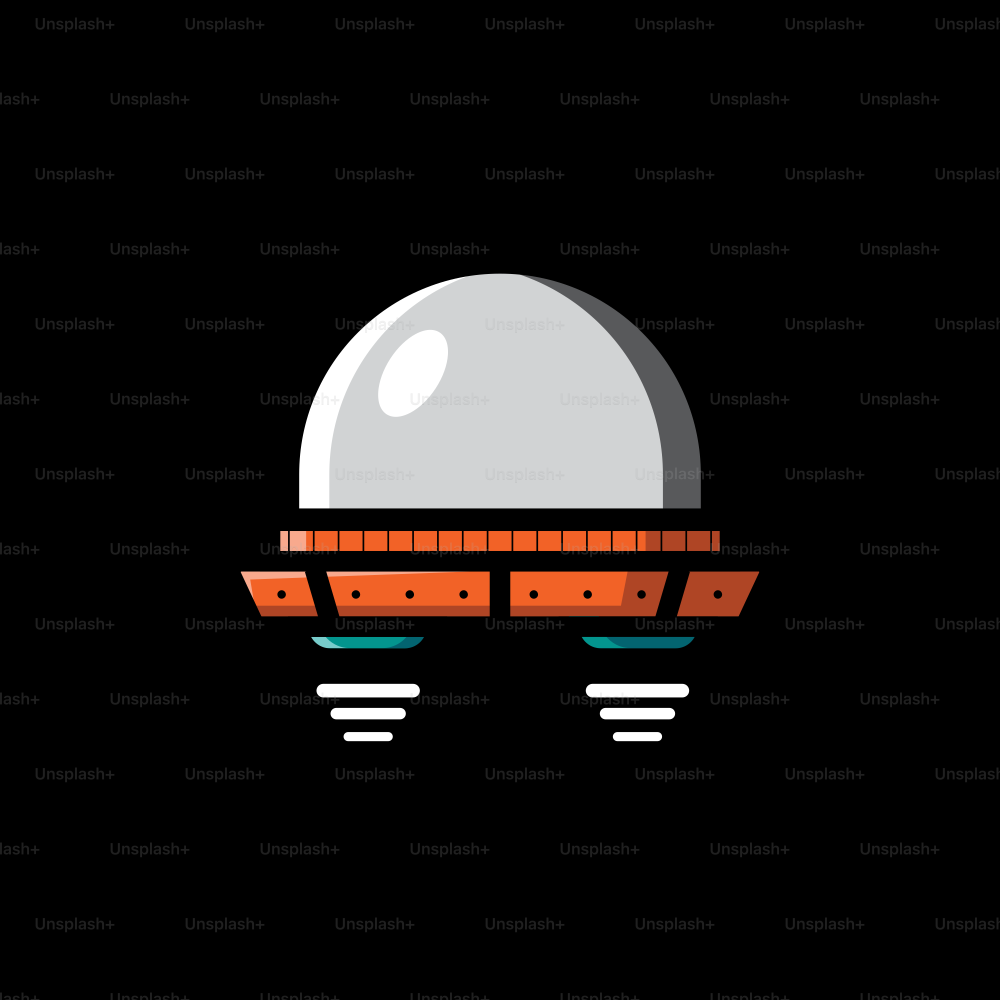 Un fondo negro con un objeto naranja y blanco