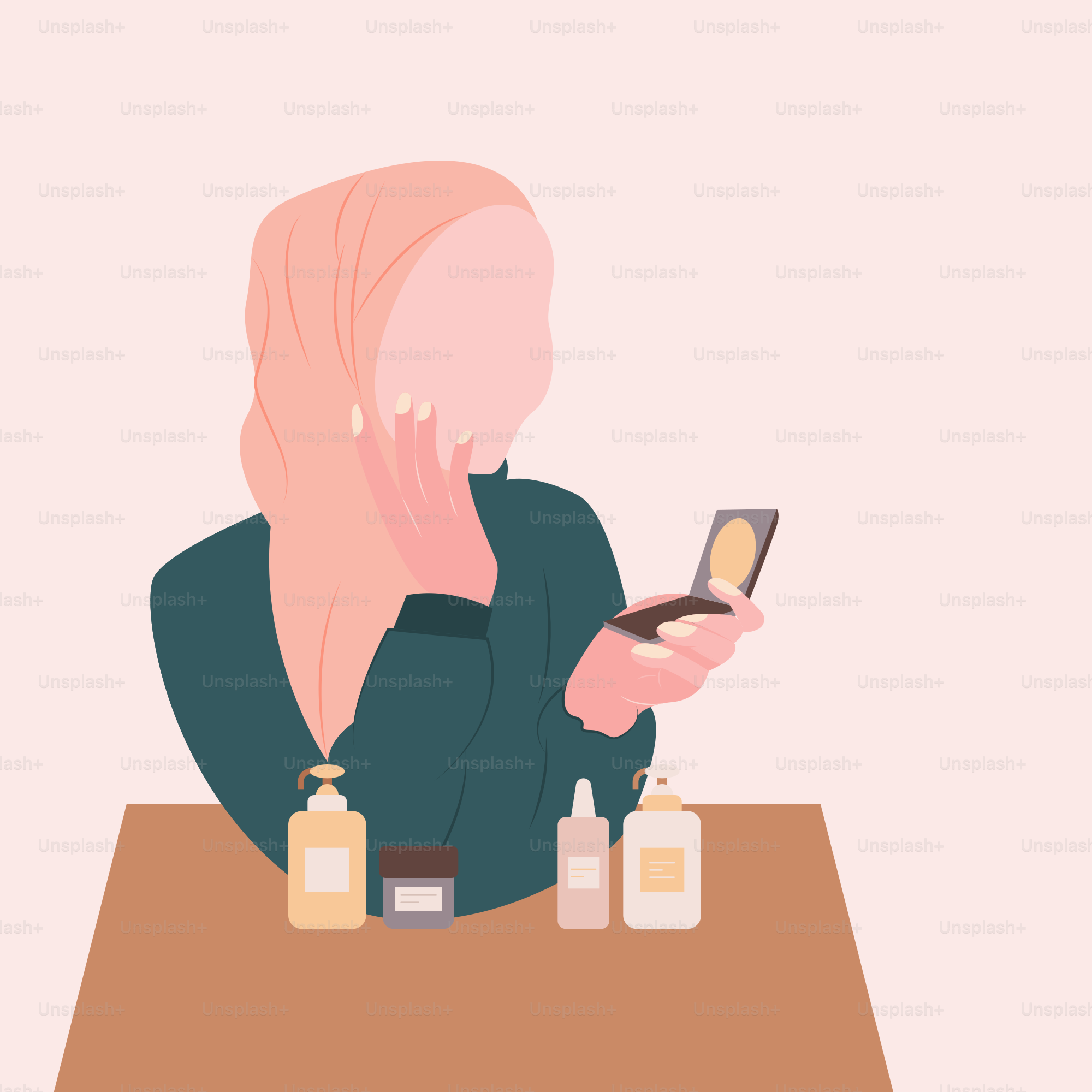 A woman sitting at a table looking at her cell phone