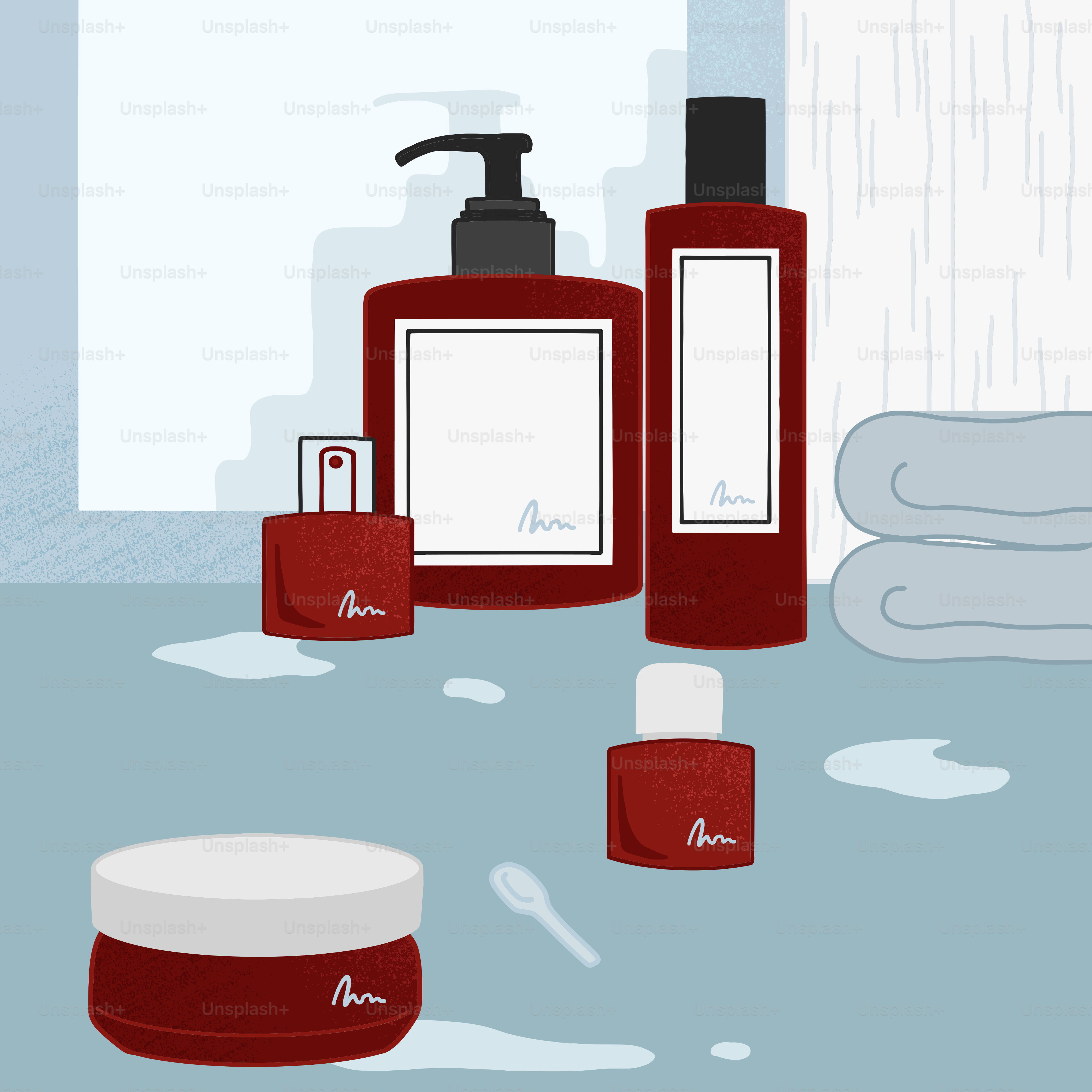 A bathroom with a lot of soap and lotion