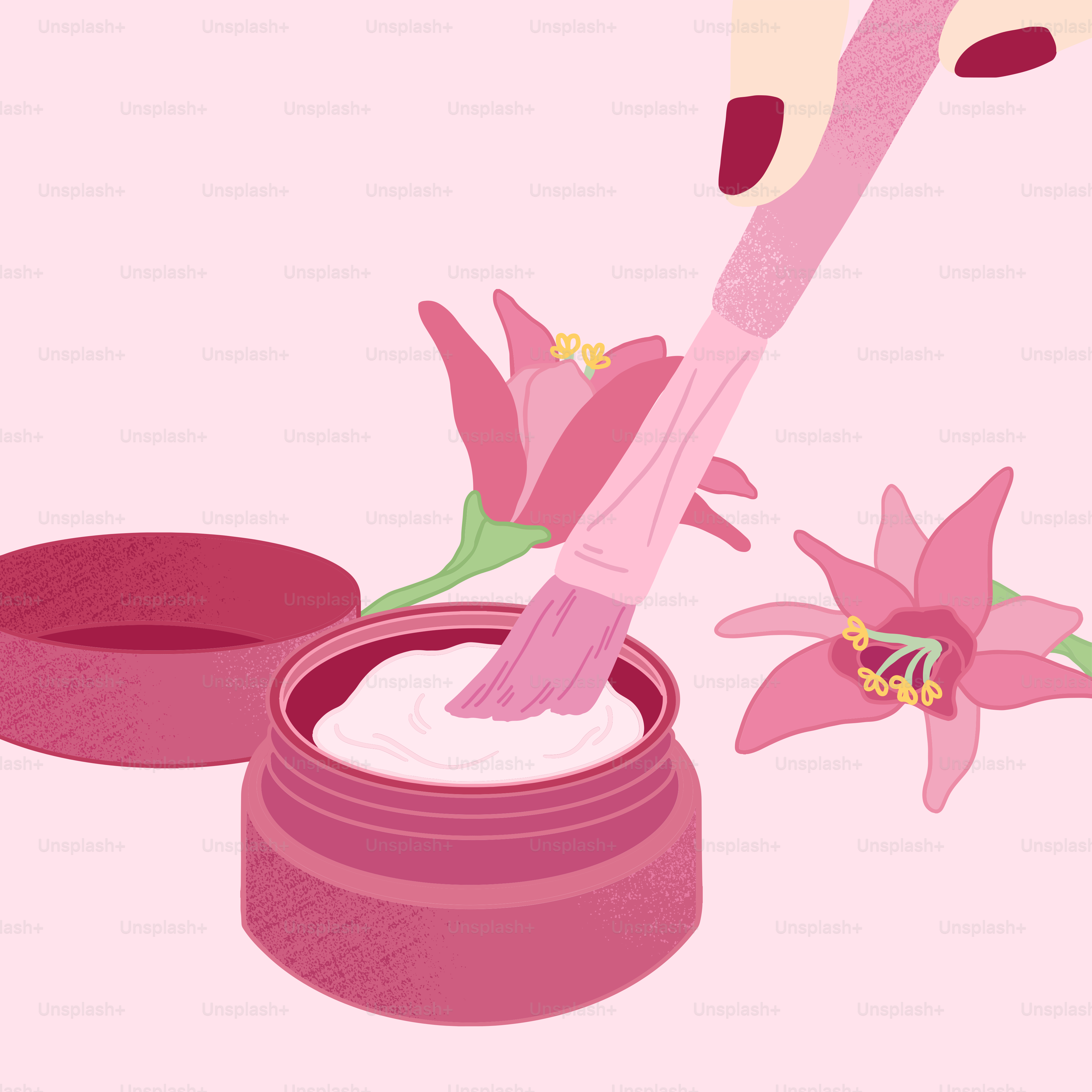 A woman using a pink toothbrush to brush her teeth