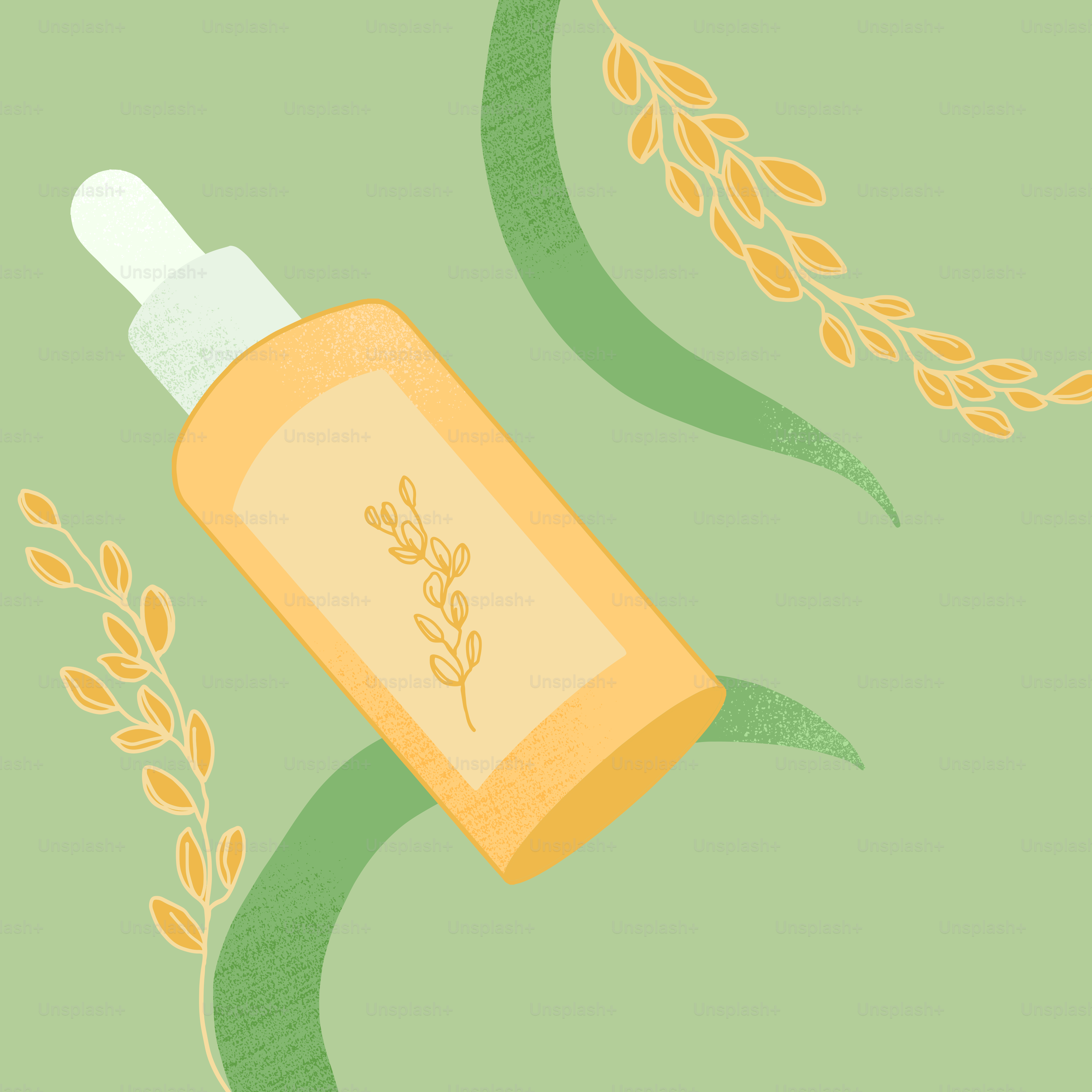 A bottle of lotion sitting on top of a green background